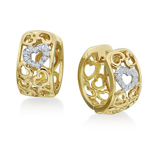 Gumuchian 18k Yellow Gold Diamond Tiny Hearts Huggie Earrings、mySite、hinf8tx79