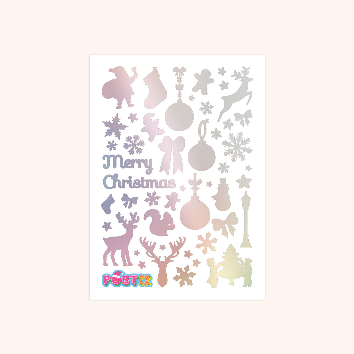  Christmas Silhouettes Foil Hologram Sticker Sheet、mySite、ghnorth