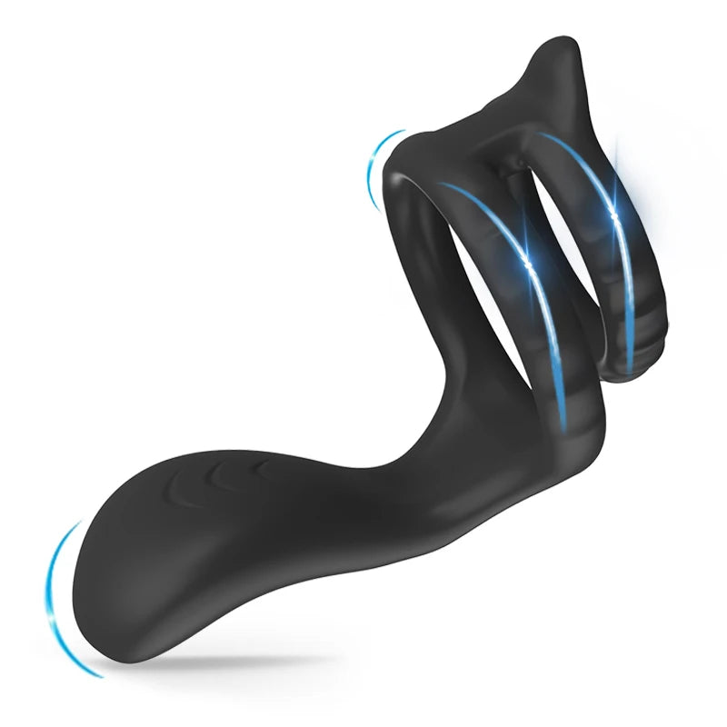 Vibrating Ribbed Double Cock Ring | Enhancer | Clit Stim | USB、mySite、bottomscart