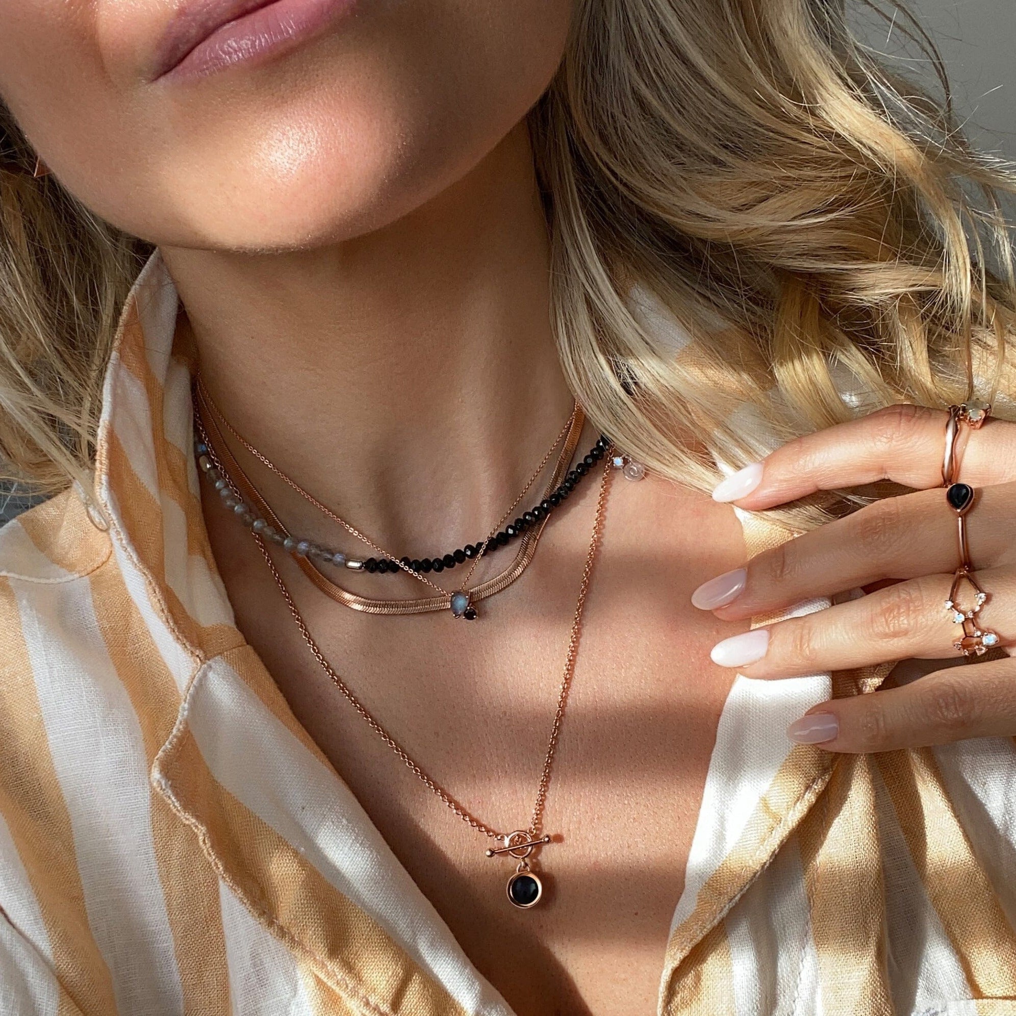 Labradorite Black Obsidian Beads Necklace - Untamed、mySite、hinf8tx79