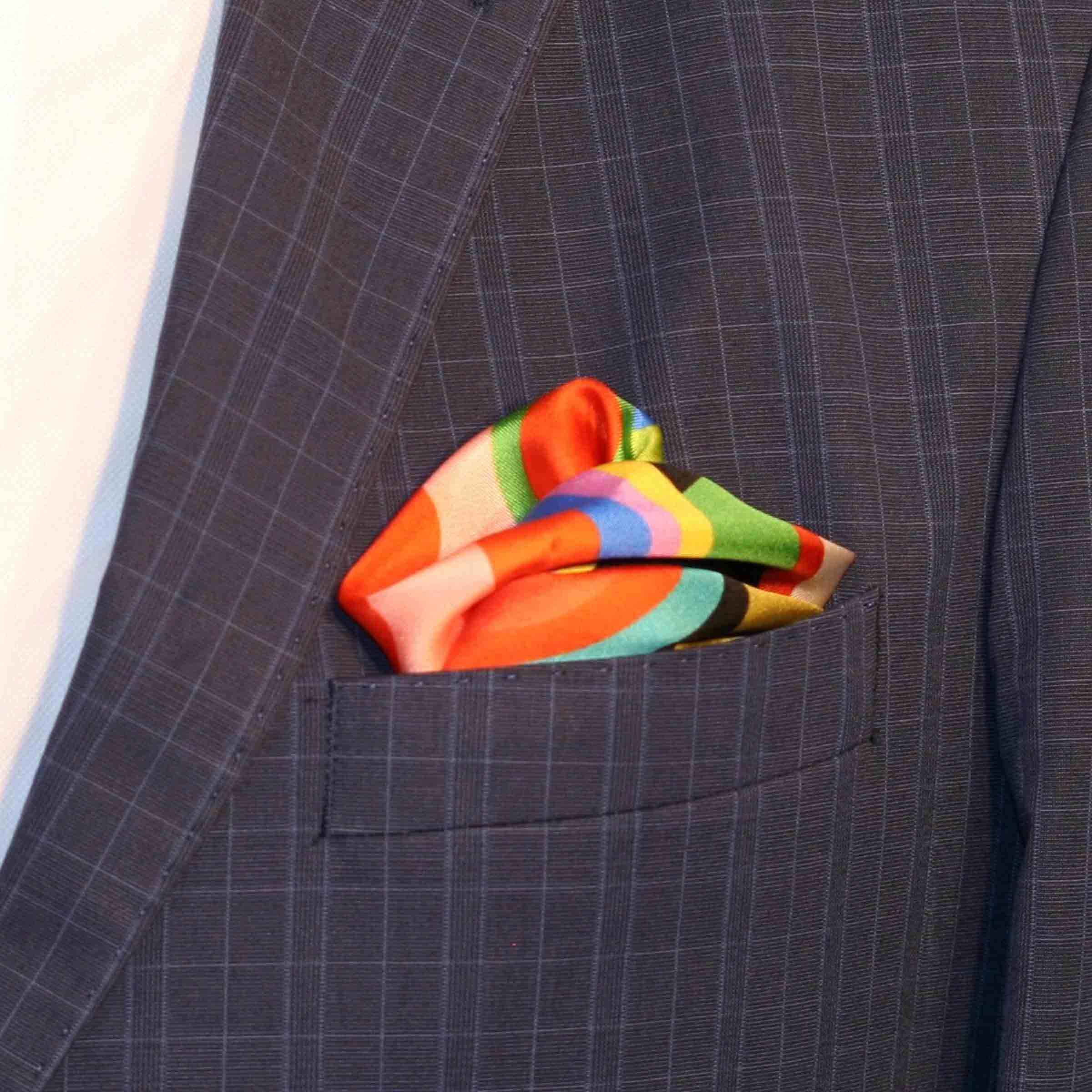 Silk Twill Pocket Square RAINBOW SYMPHONY by Orequo、mySite、neckold