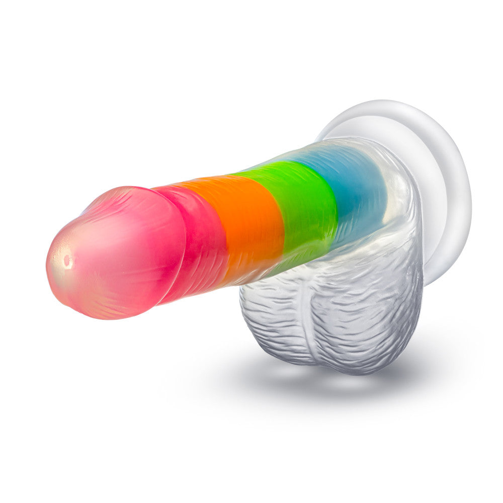 Neo Elite By Blush® | Rainbow Rave - 6.5 Inch Glow-In-The-Dark Dildo - Dual Density Liquid Silicone – Harness Compatible - Rainbow、mySite、bottomscart