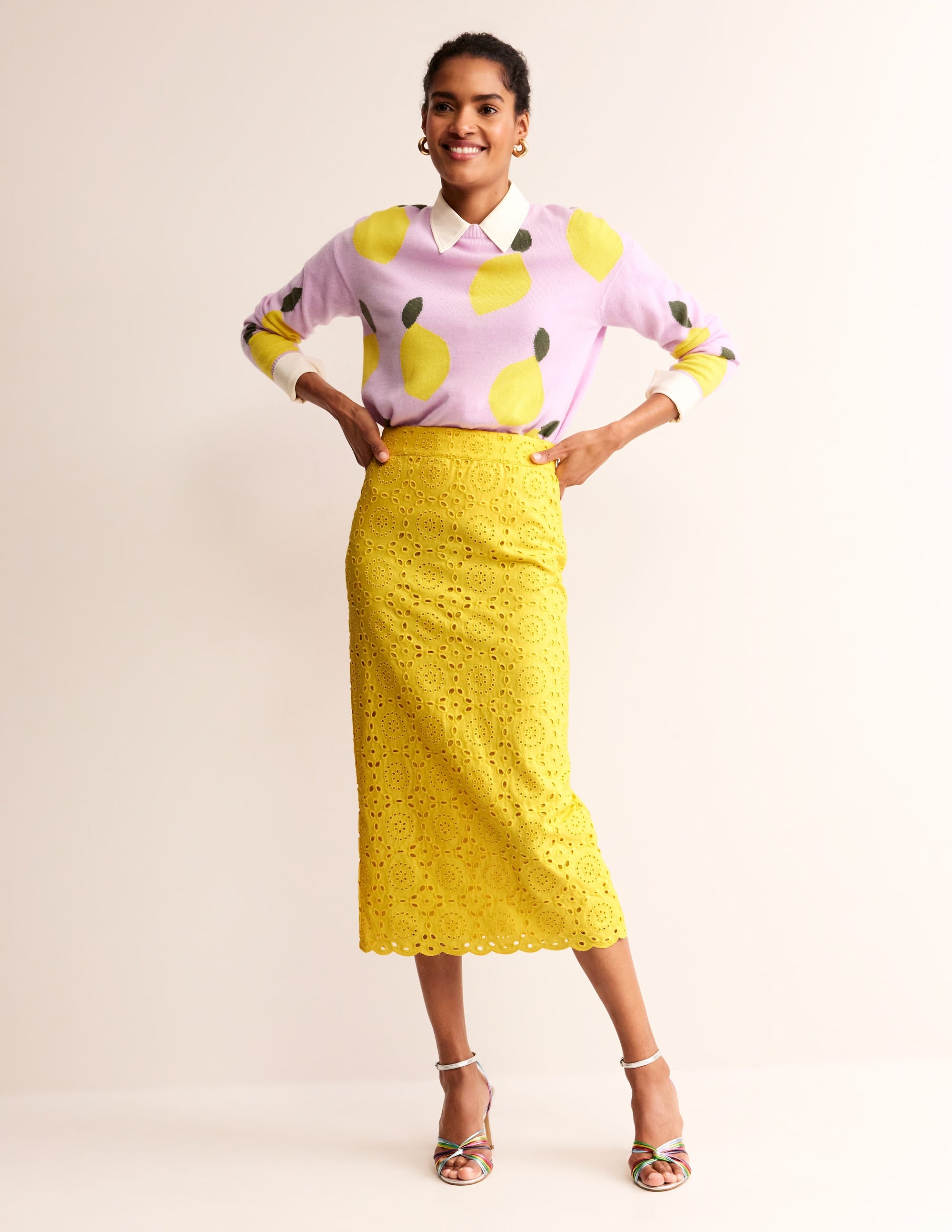  Broderie Column Skirt-Vibrant Yellow、mySite、ashleygrahame