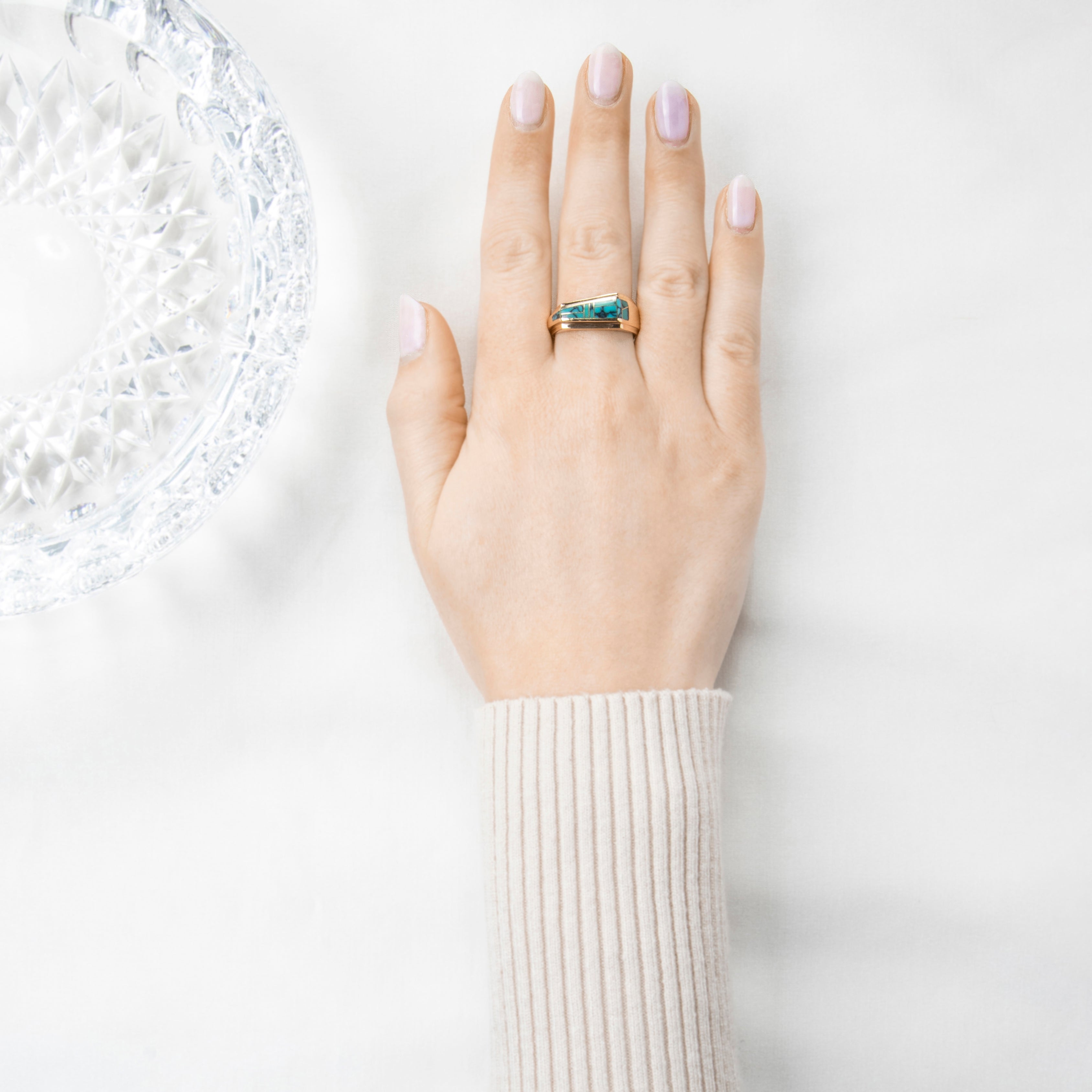 Vintage Native American Heavy 14k Yellow Gold Turquoise Inlay Ring 10.75、mySite、hinf8tx79