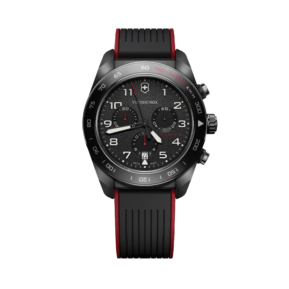 Swiss Army Chrono Quartz 42mm - Black on Black and Red Rubber Strap、mySite、botmansion