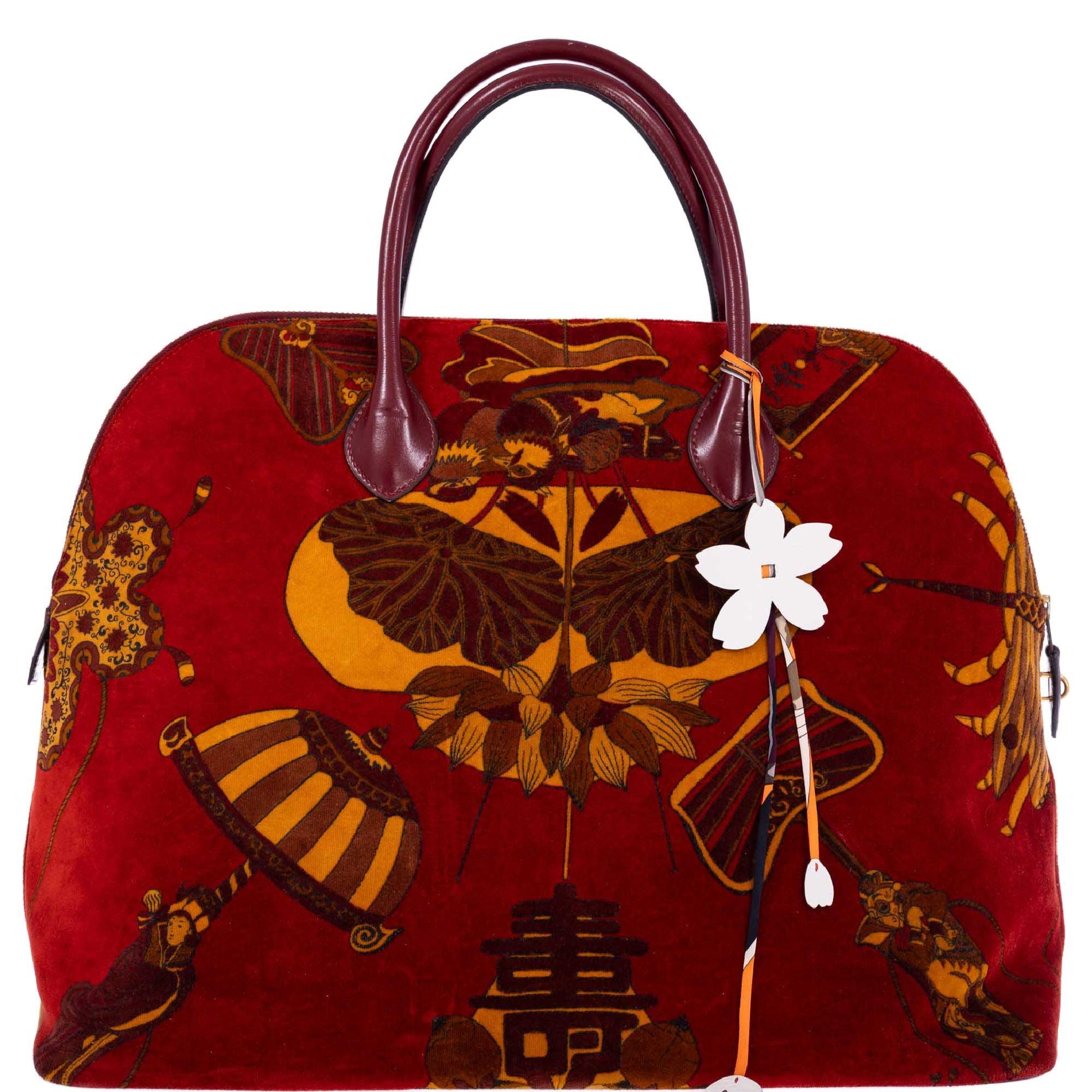 Vintage Hermès Bolide 45 SOIES VOLANTES Rouge H Box and Velvet Travel Bag、mySite、garminoutage.com