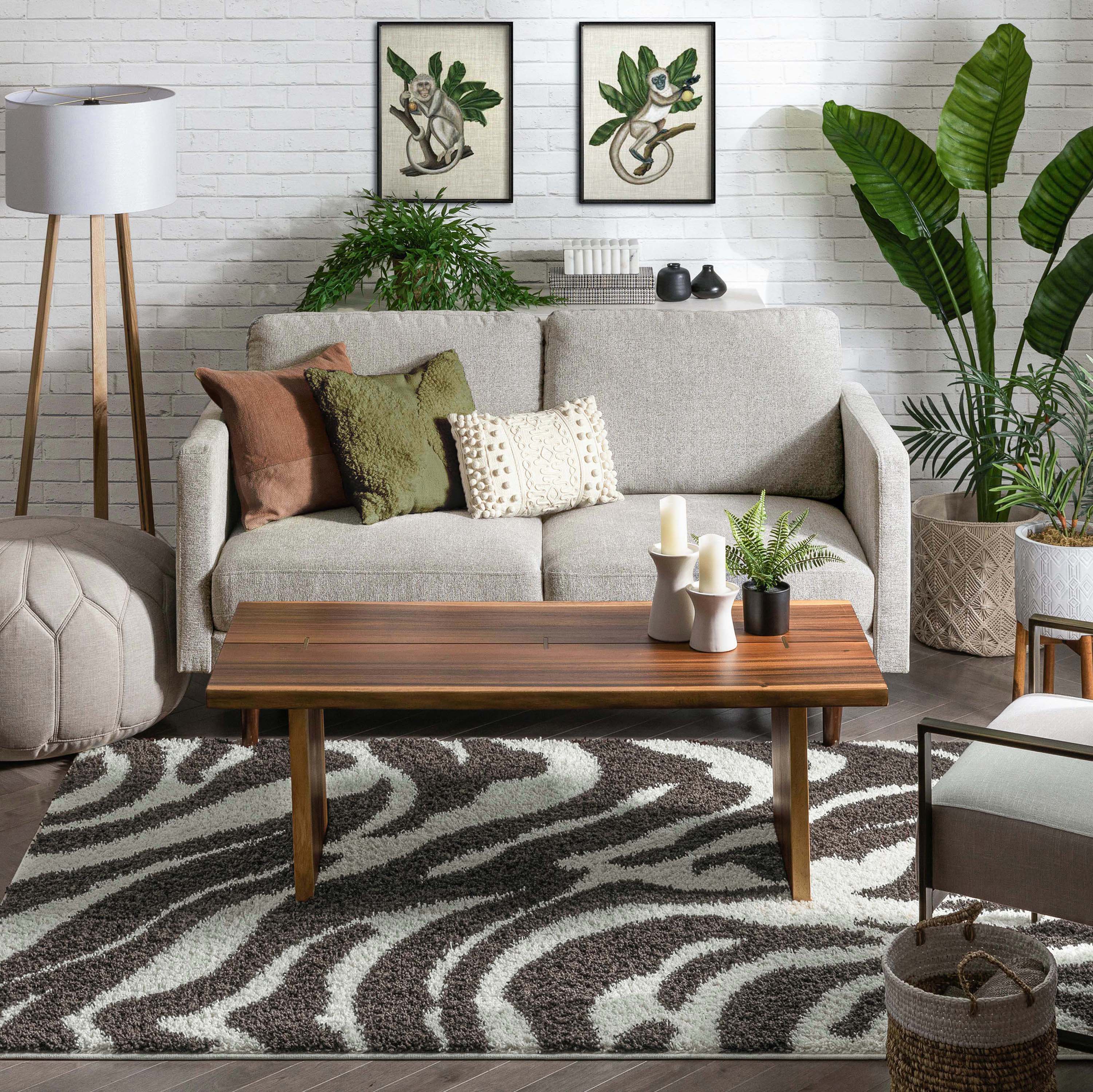 Safari Zebra Brown Contemporary Shag Rug、mySite、gigharbornorthrealestate