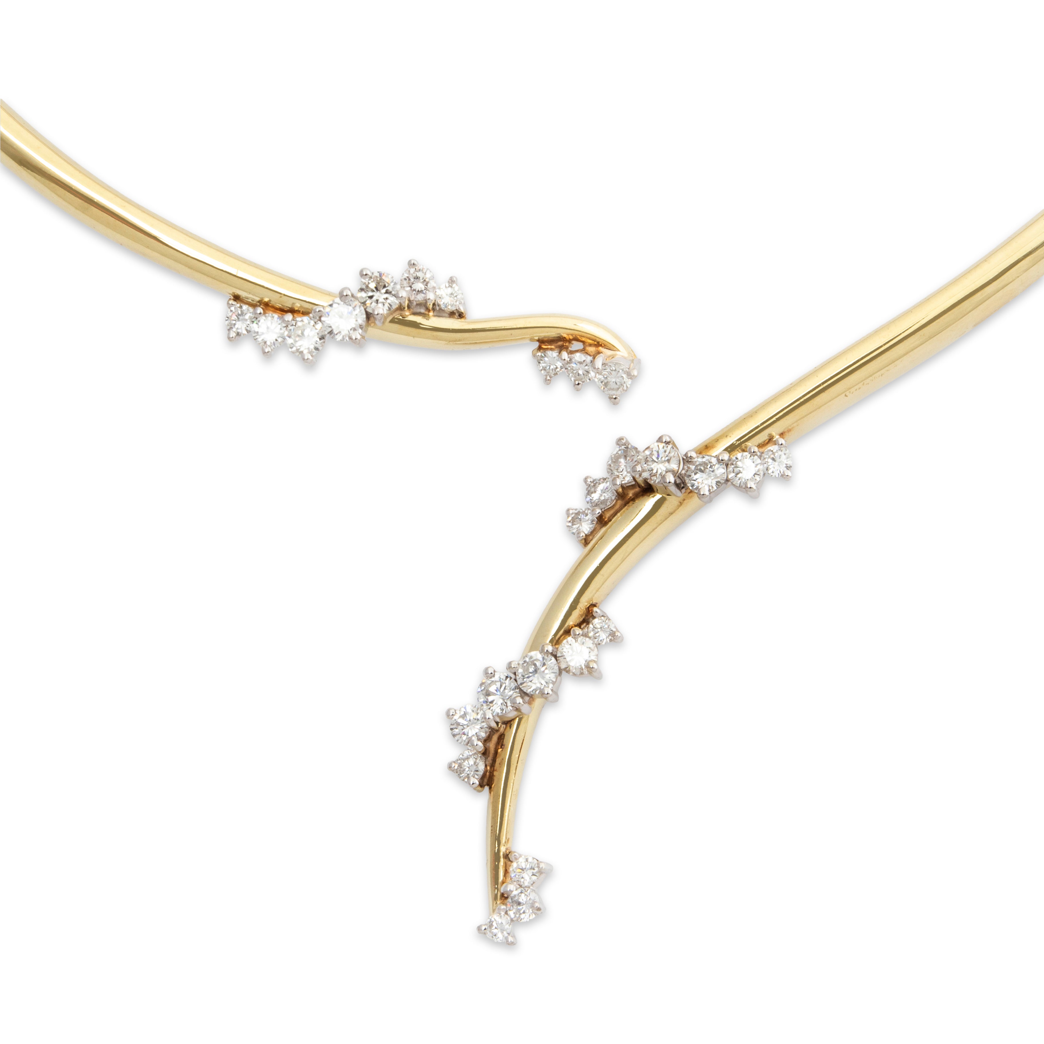 Vintage 14k Yellow Gold 1.84cttw Diamond Glittering Collar Necklace 14.5、mySite、hinf8tx79