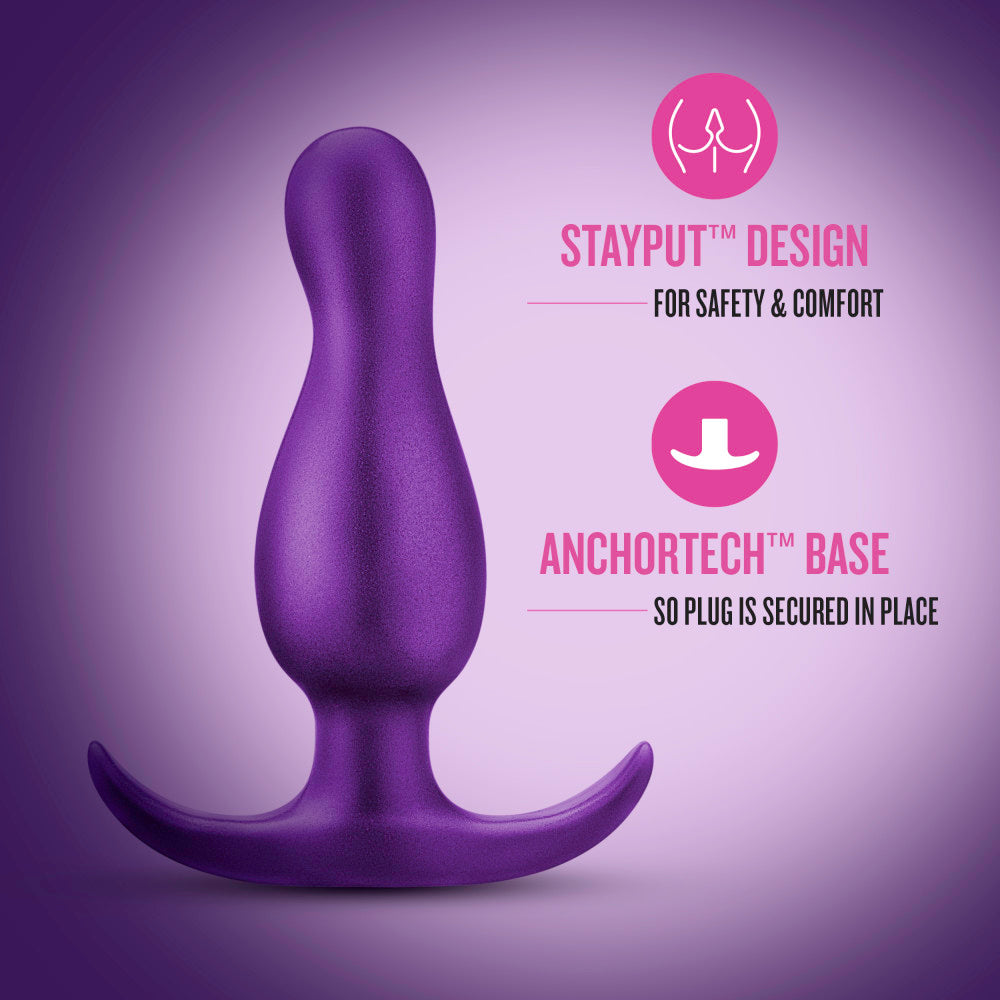 Anal Adventures Matrix By Blush® | The Quantum Plug: 3.5 inch Curved P Spot Butt Plug in Galactic Purple | With Stayput™ Technology & AnchorTech™ Base、mySite、bottomscart