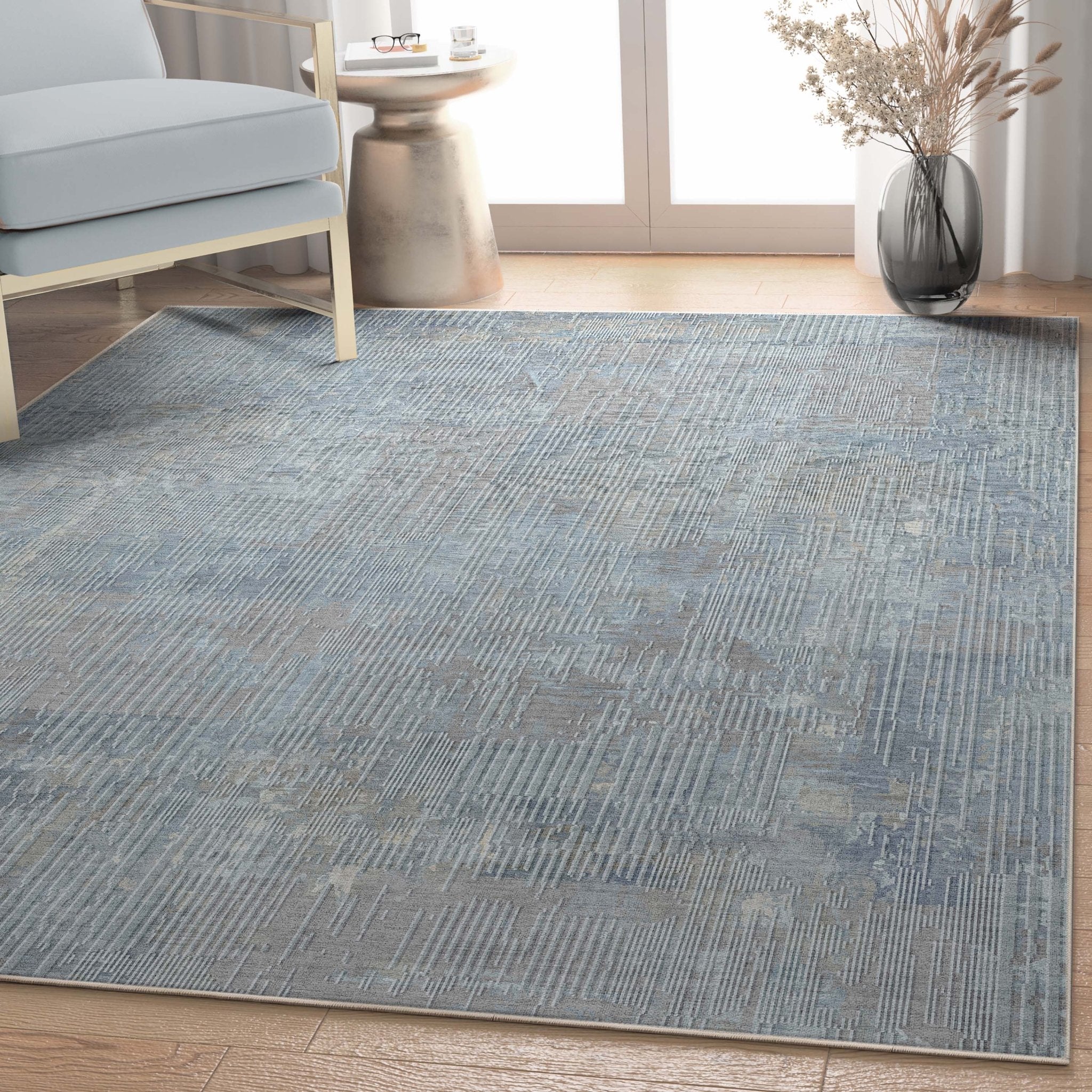Acropolis Abstract Geometric Lines Blue Flatweave Rug、mySite、gigharbornorthrealestate