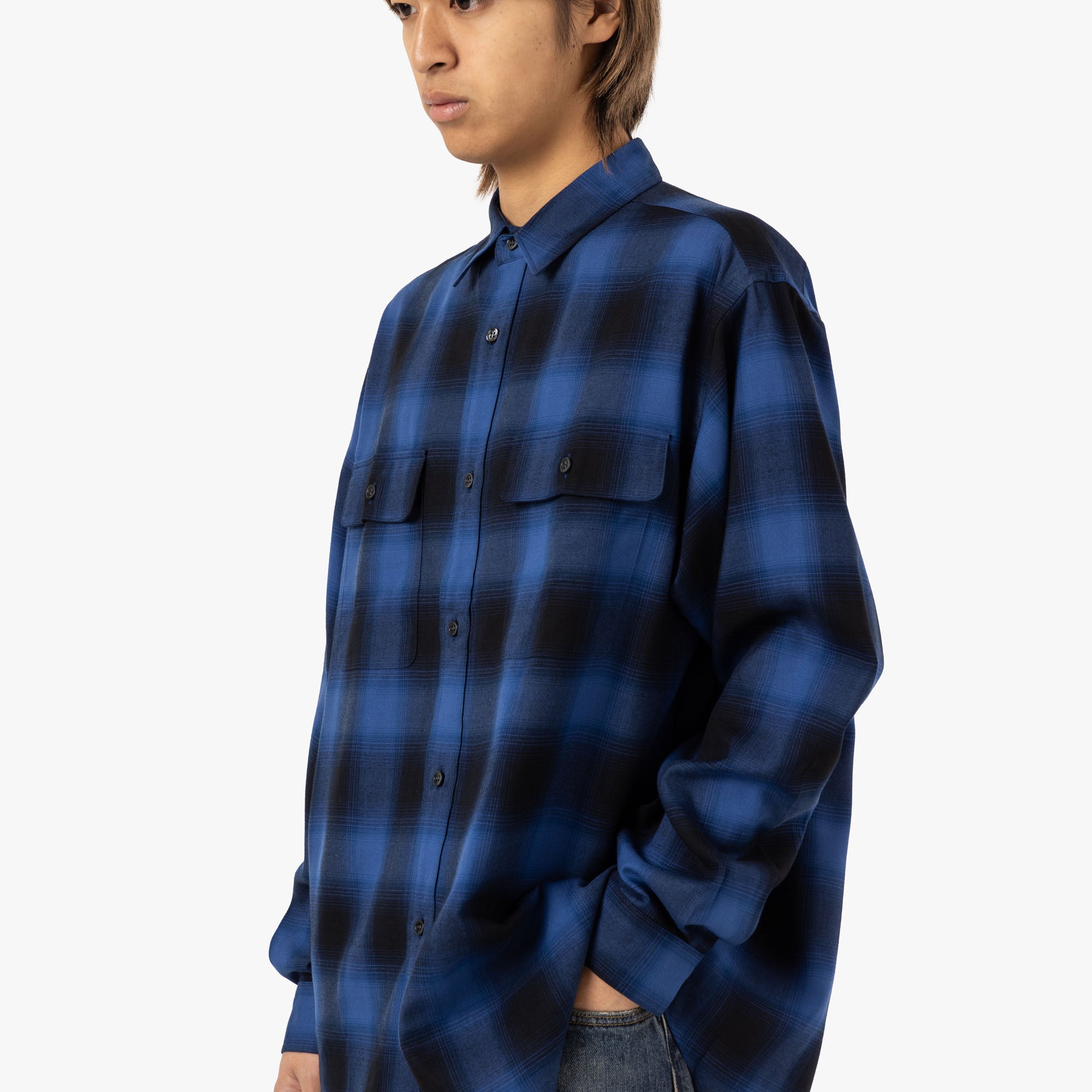  Saturdays NYC Ombre Check Work Shirt / Blue、mySite、merchandisen