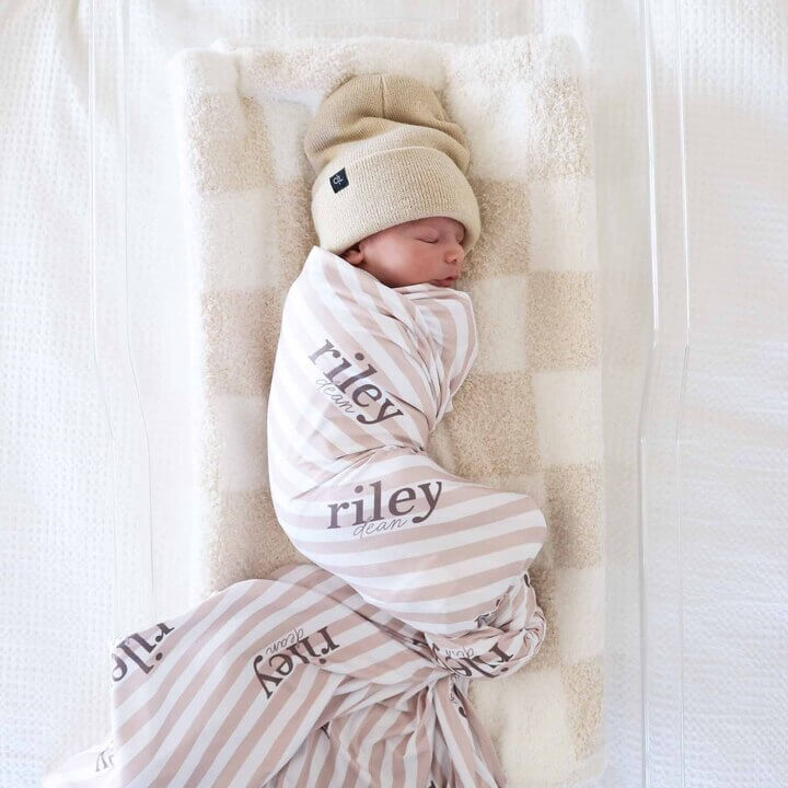  Latte Stripes Personalized Swaddle Blanket、mySite、layawaytickets