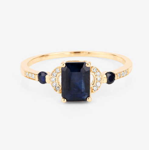 Blue Sapphire and Diamond Ring in 14K Gold、mySite、g9winljtr
