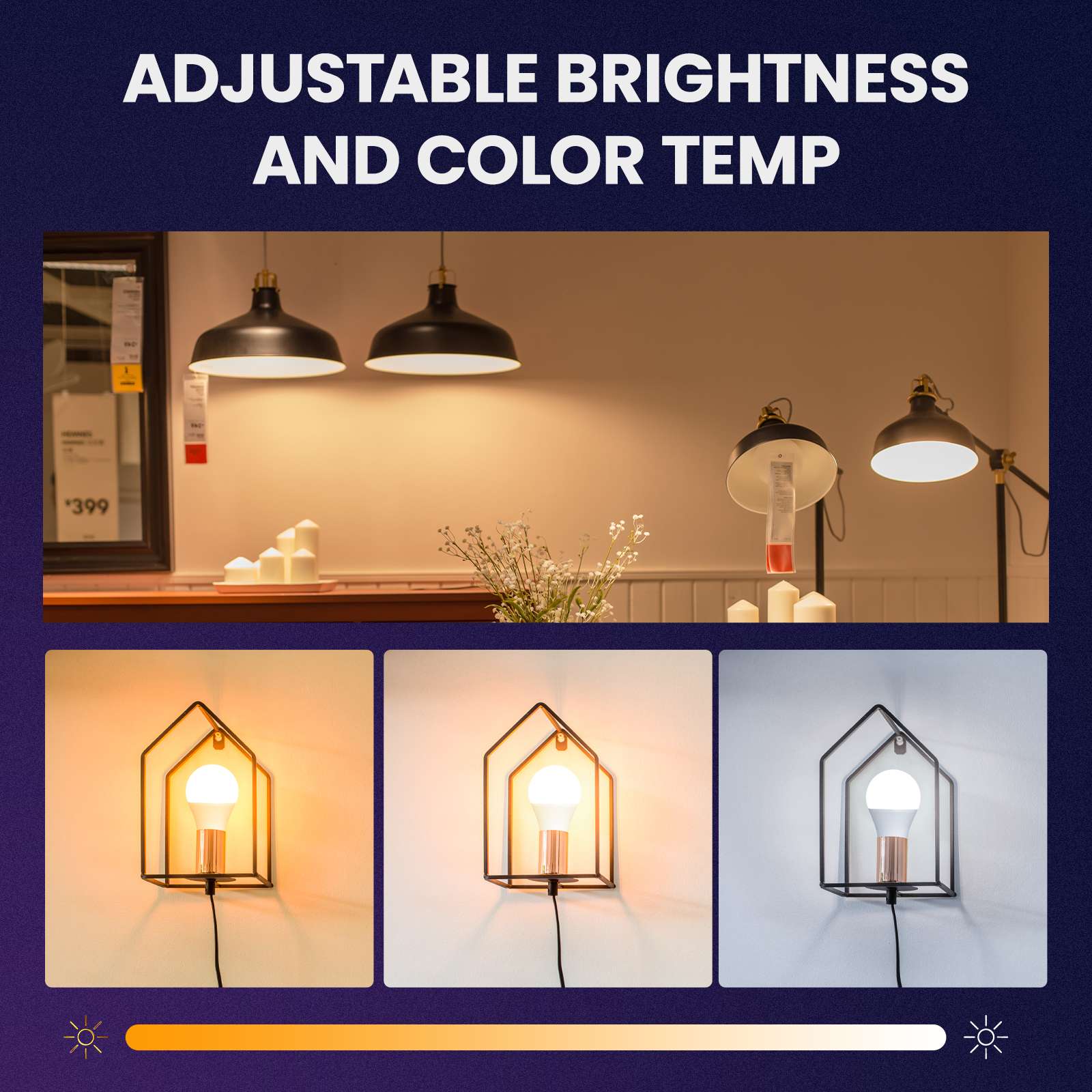 Smart Bluetooth Led Bulb Dimmable Light 9W E27 Bulbs Color Adjustable Works With Alexa、mySite、fannypackpong