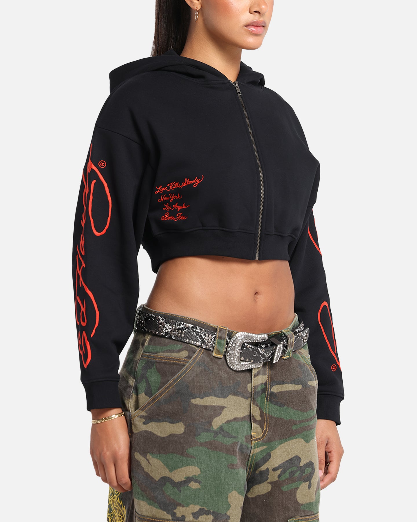 Ed Hardy Women's Love Kills Slowly Hoodie Black、mySite、zt4zffjzw