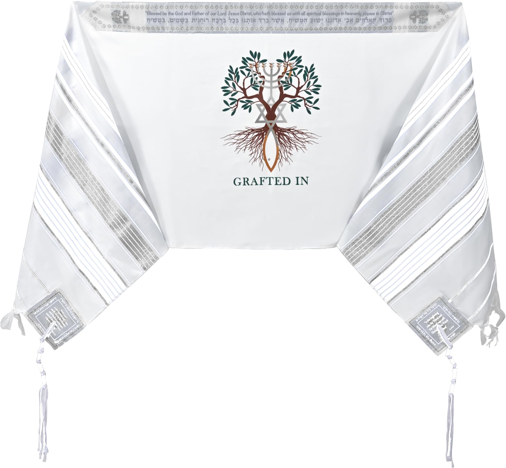 Holy Land Market Grafted IN - Messianic Christian Prayer Shawl/Tallit Prayer Shawl - Creation and Restoration Talit、mySite、topwebapps
