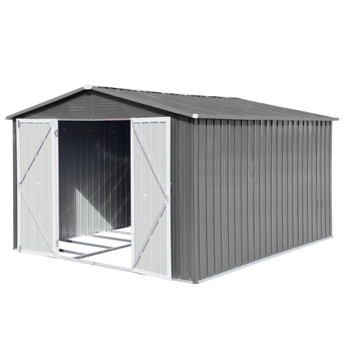 Metal garden sheds 8ftx10ft outdoor storage sheds Grey (Old sku:W1350S00016)、、eastwooduniform