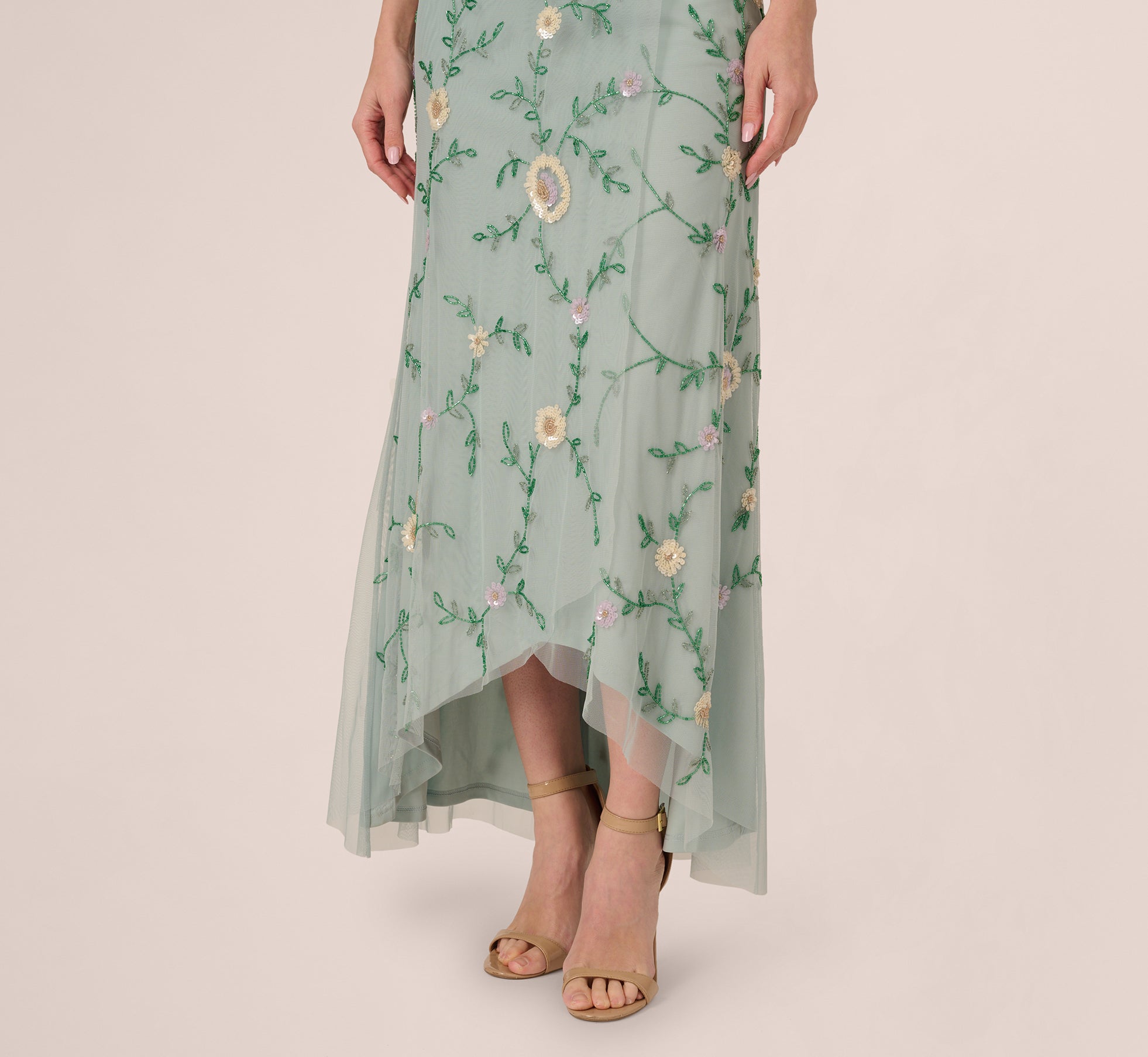 Flutter Sleeve Beaded Wrap Dress In Aqua Dust、mySite、solidvoid