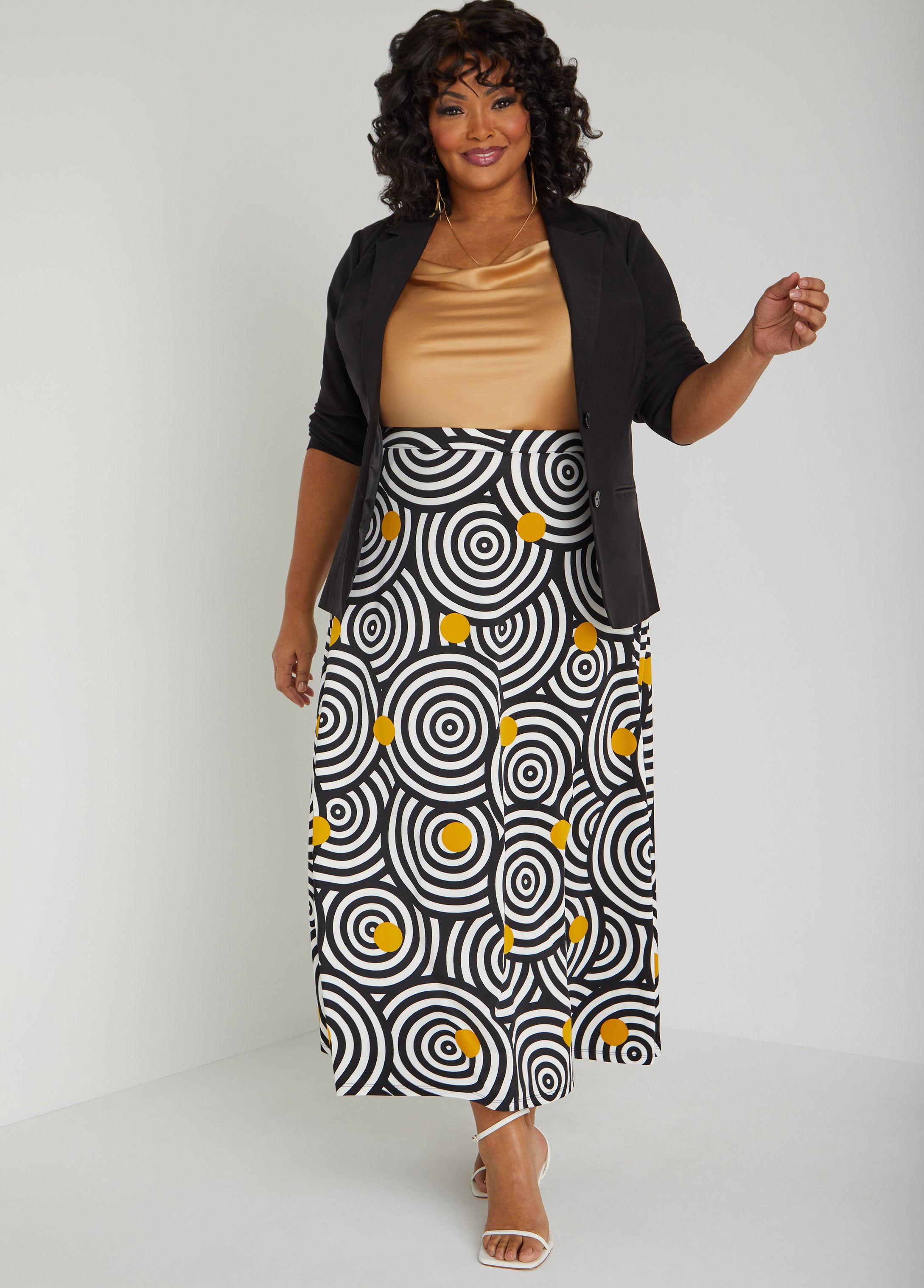 Circle Print Scuba Maxi Skirt、mySite、bengalsvssteelers