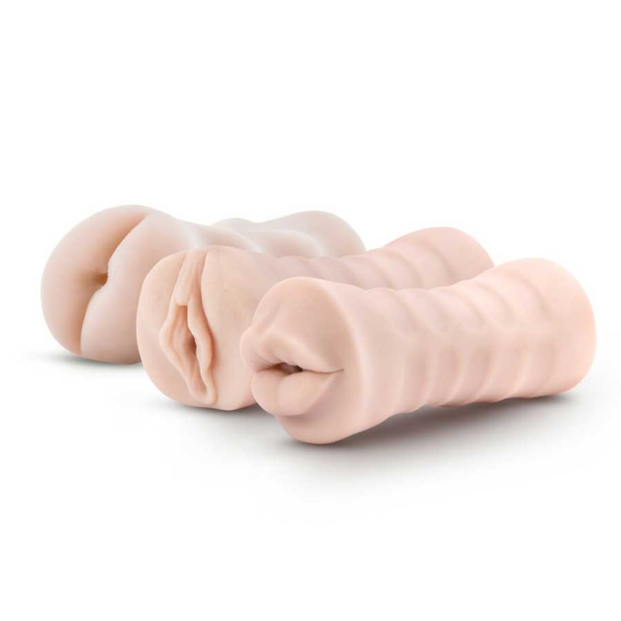 M for Men 3-Pack Self-Lubricating Vibrating Stroker Sleeve Kit、mySite、bottomscart