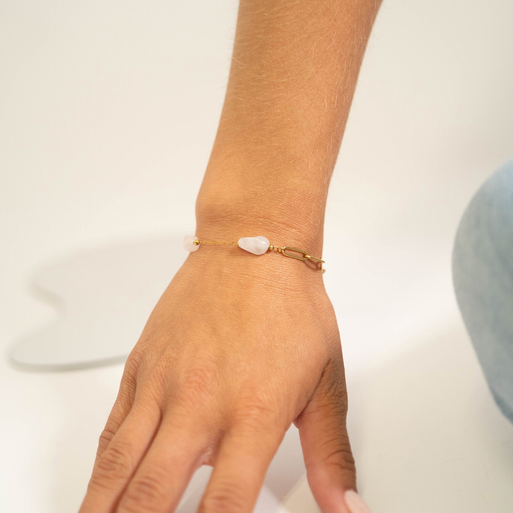 18K Gold PVD Stainless Steel Beaded Stone Chain - By The Foot / SPL1017、mySite、dreamappss