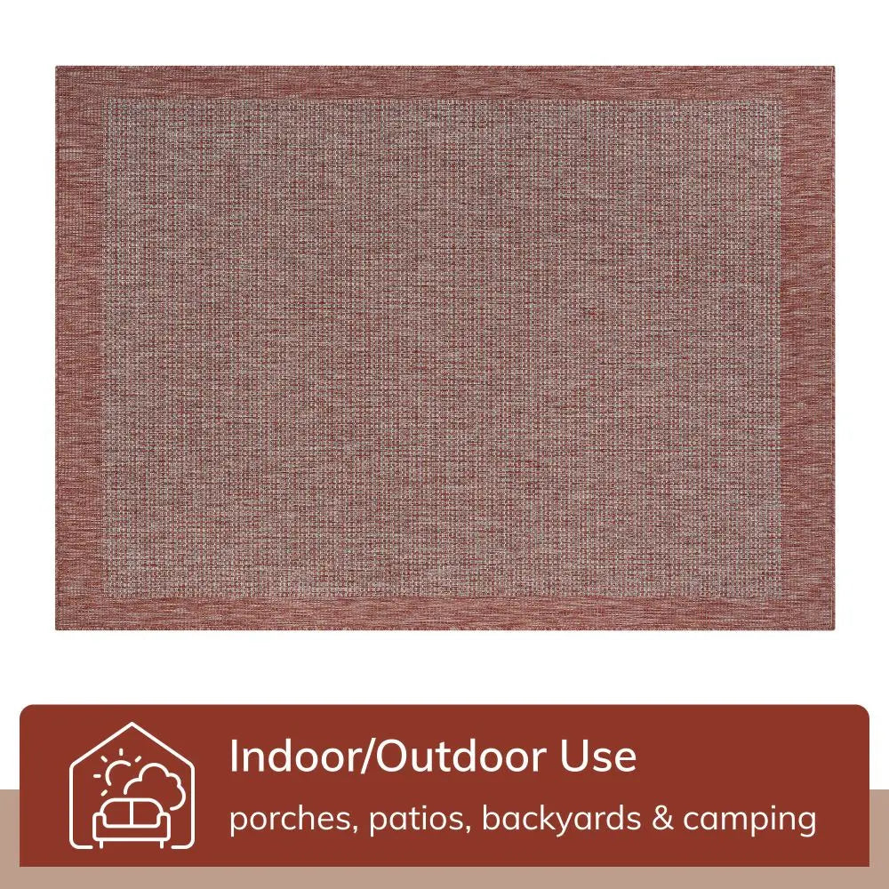 Odin Solid & Striped Border Indoor Outdoor Coral Flatweave Rug、mySite、gigharbornorthrealestate
