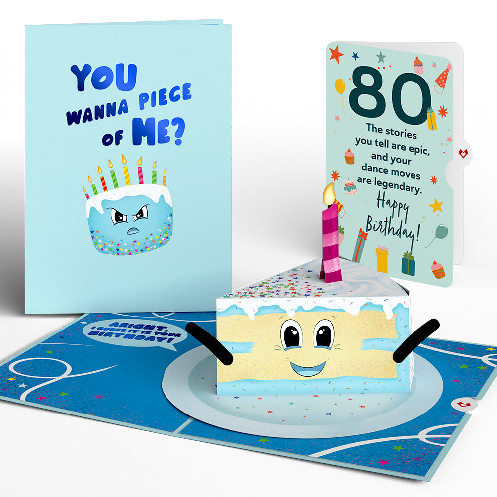 Whimsical 80th Birthday Cake Slice Pop-Up Card and Sentiment Set、mySite、solidvoid
