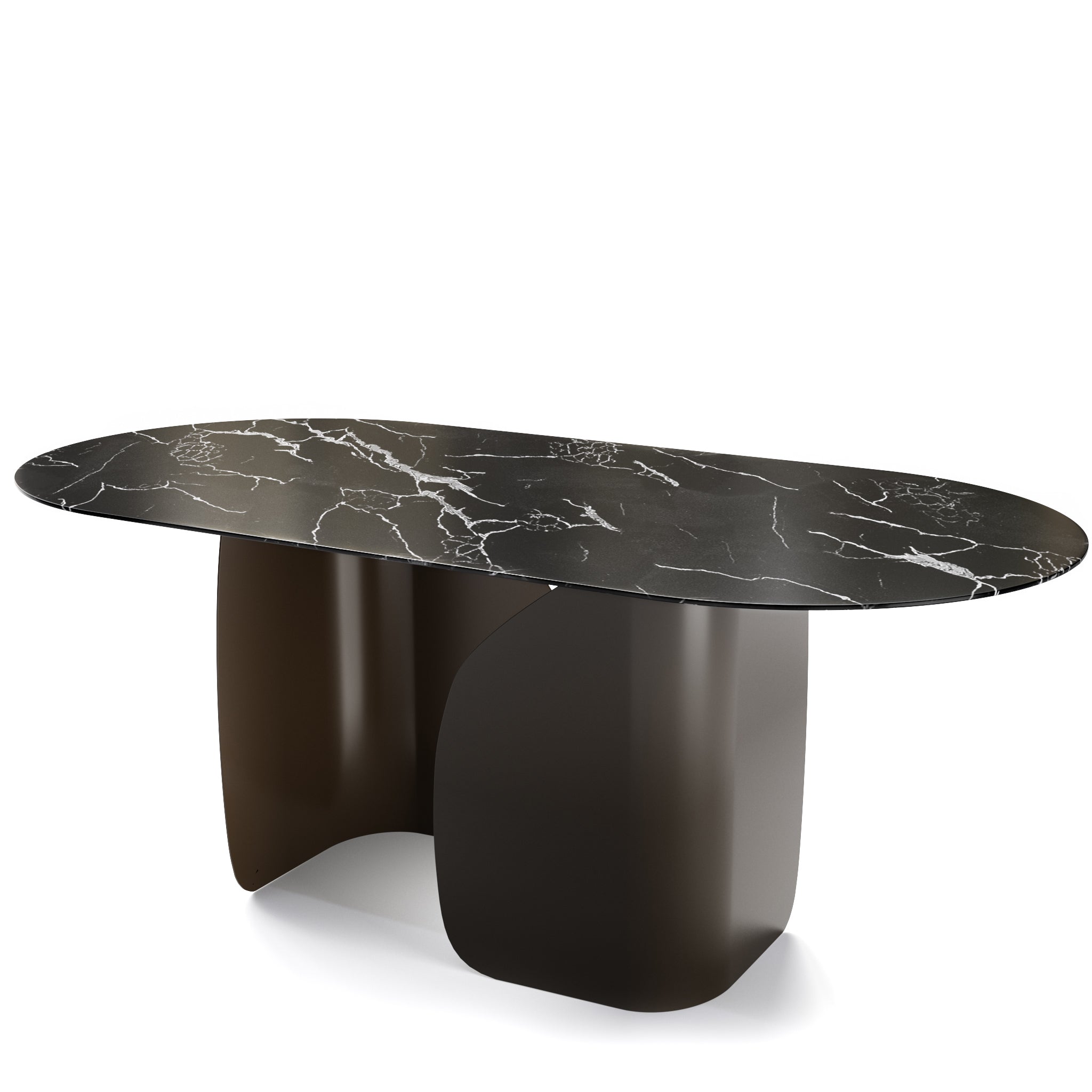  Twins Oval Dining Table Black Statuary Marble Top、mySite、sugarbowlscore
