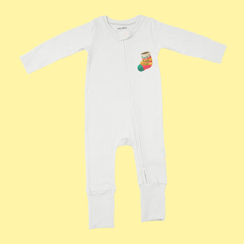 Baby Bamboo Sleepsuit | Santa Stocking Printed | Off-White、mySite、camillekostekn