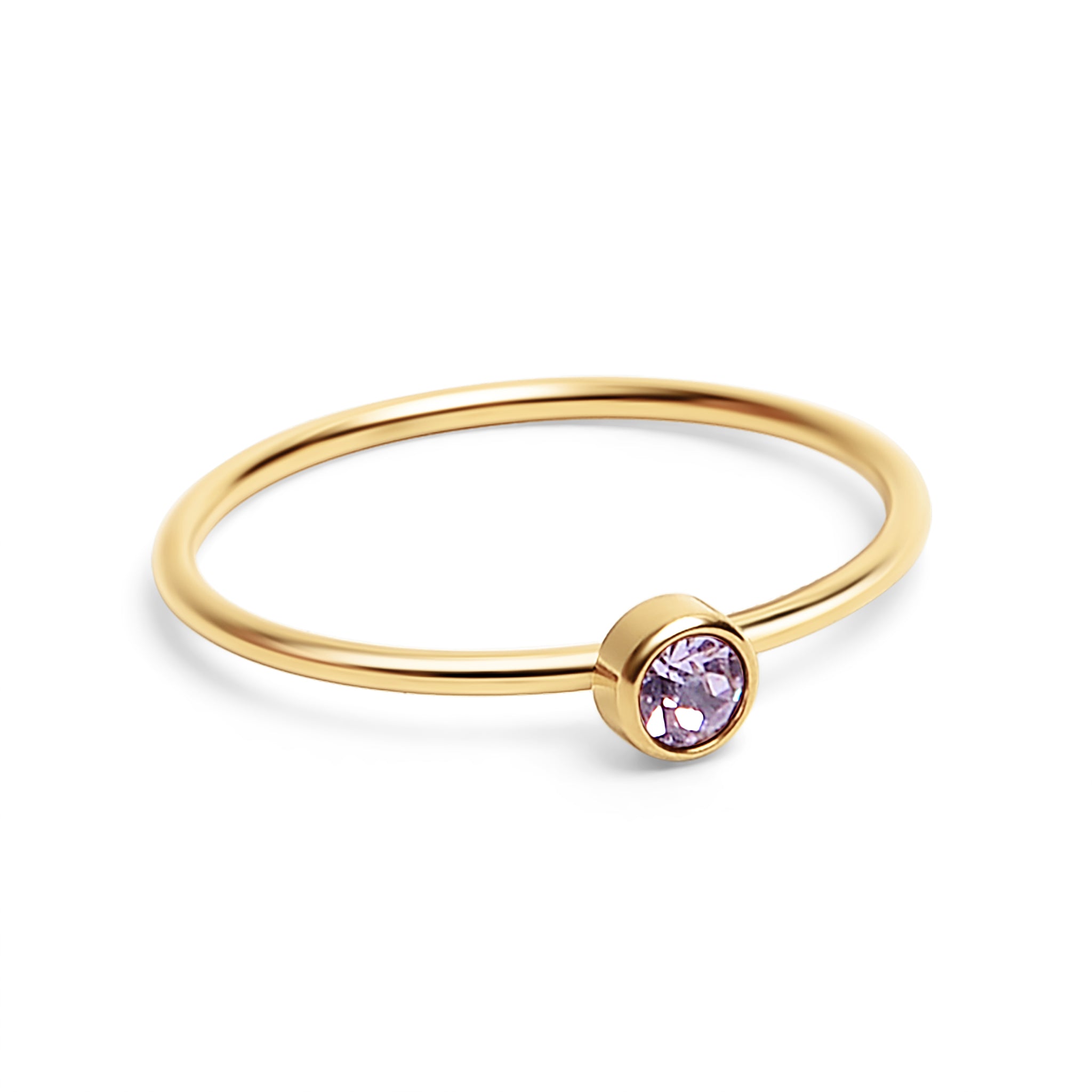 18K Gold PVD Stainless Steel Birthstone Stacking Ring / ZRJ1001、mySite、dreamappss