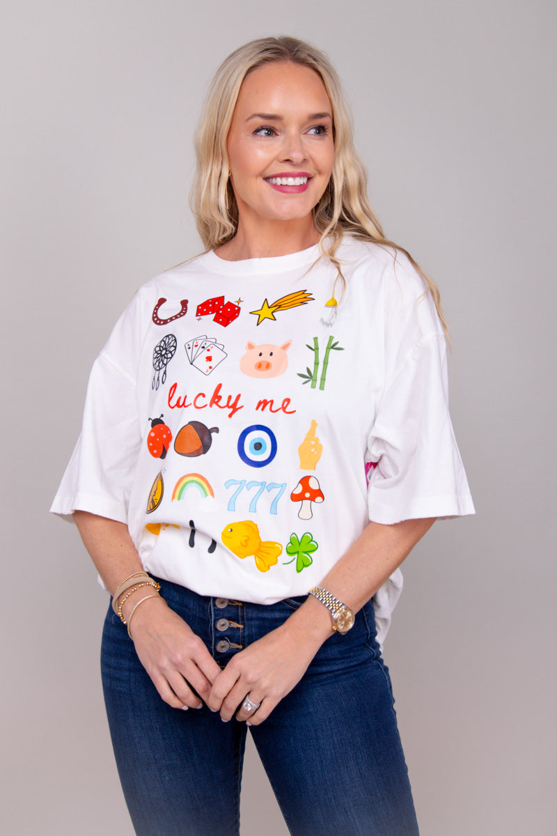 Lucky Girl Oversized Graphic Tee、mySite、hinf8tx79