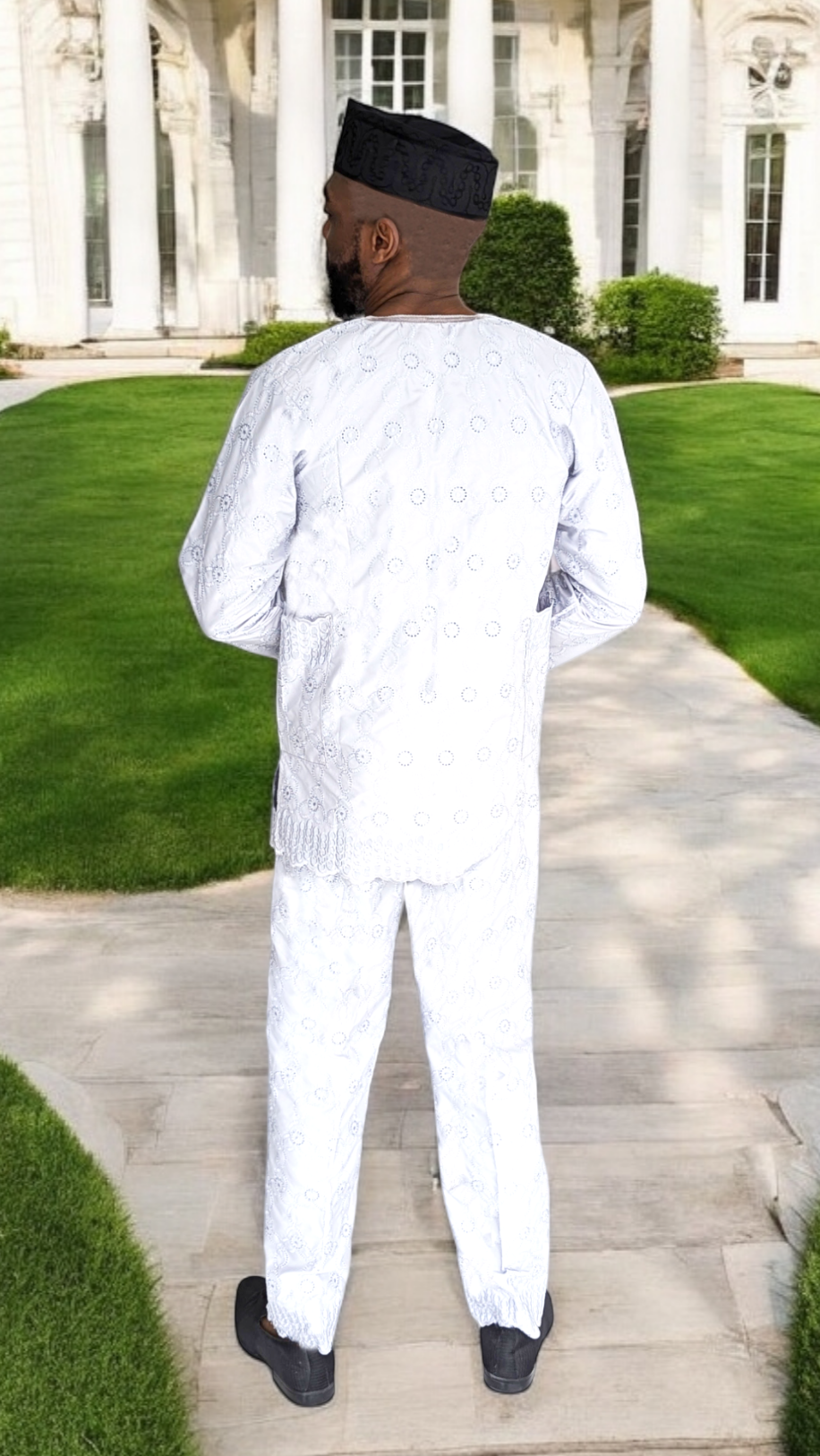 Dupsie's Kano Royal Silver Grey Lace Dashiki Suit For Men DPMNGL39、mySite、solidvoid