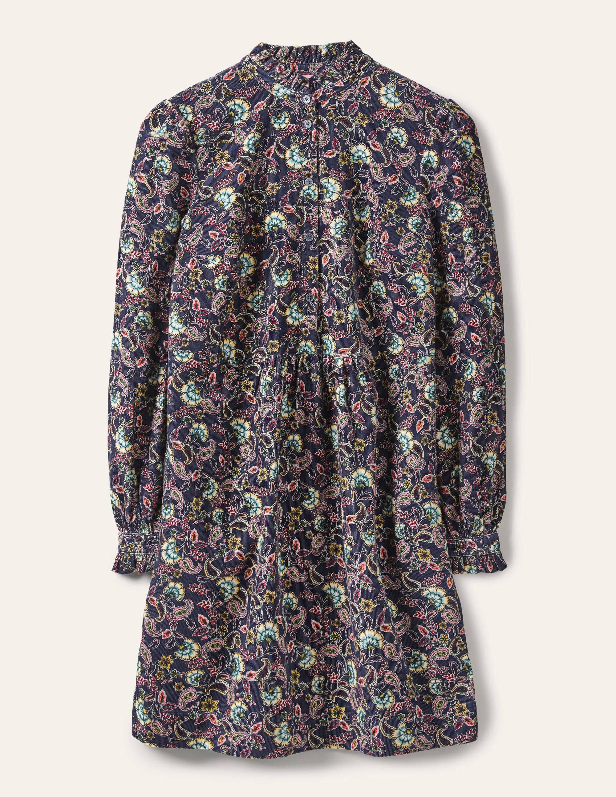  Ruffle Neck Cord Dress-French Navy, Exotic Floral、mySite、ashleygrahame