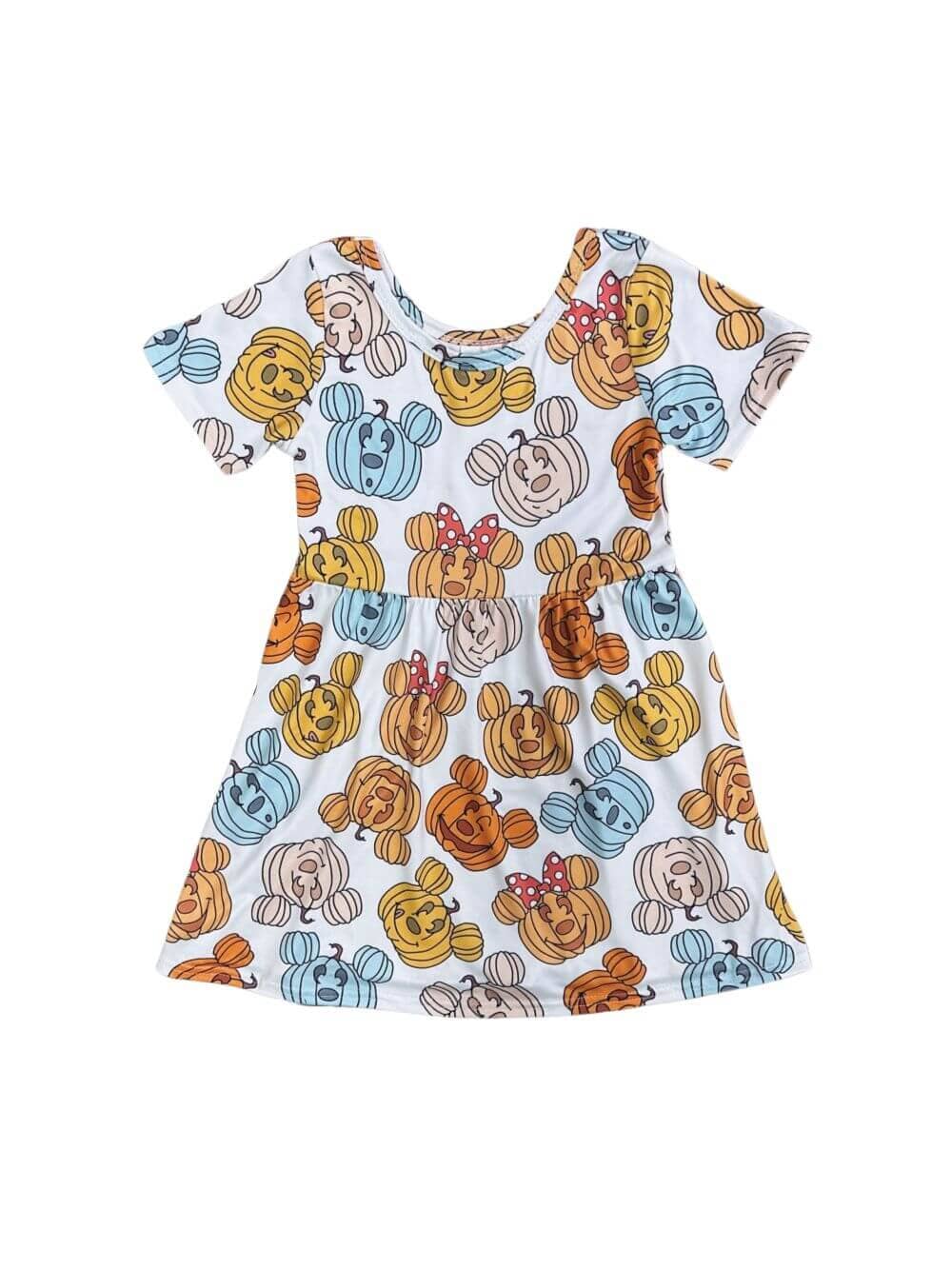 Pumpkin Mouse Girls Short Sleeve Fall Dress、mySite、camillekostekn