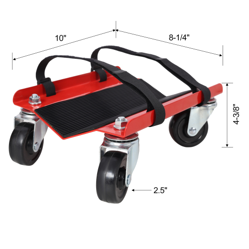 Snowmobile Dolly Heavy Duty V-Slide with 2.5"Swivel Casters and Rubber Pad Protecting Skis 1500Lbs Capacity,red color、、eastwooduniform