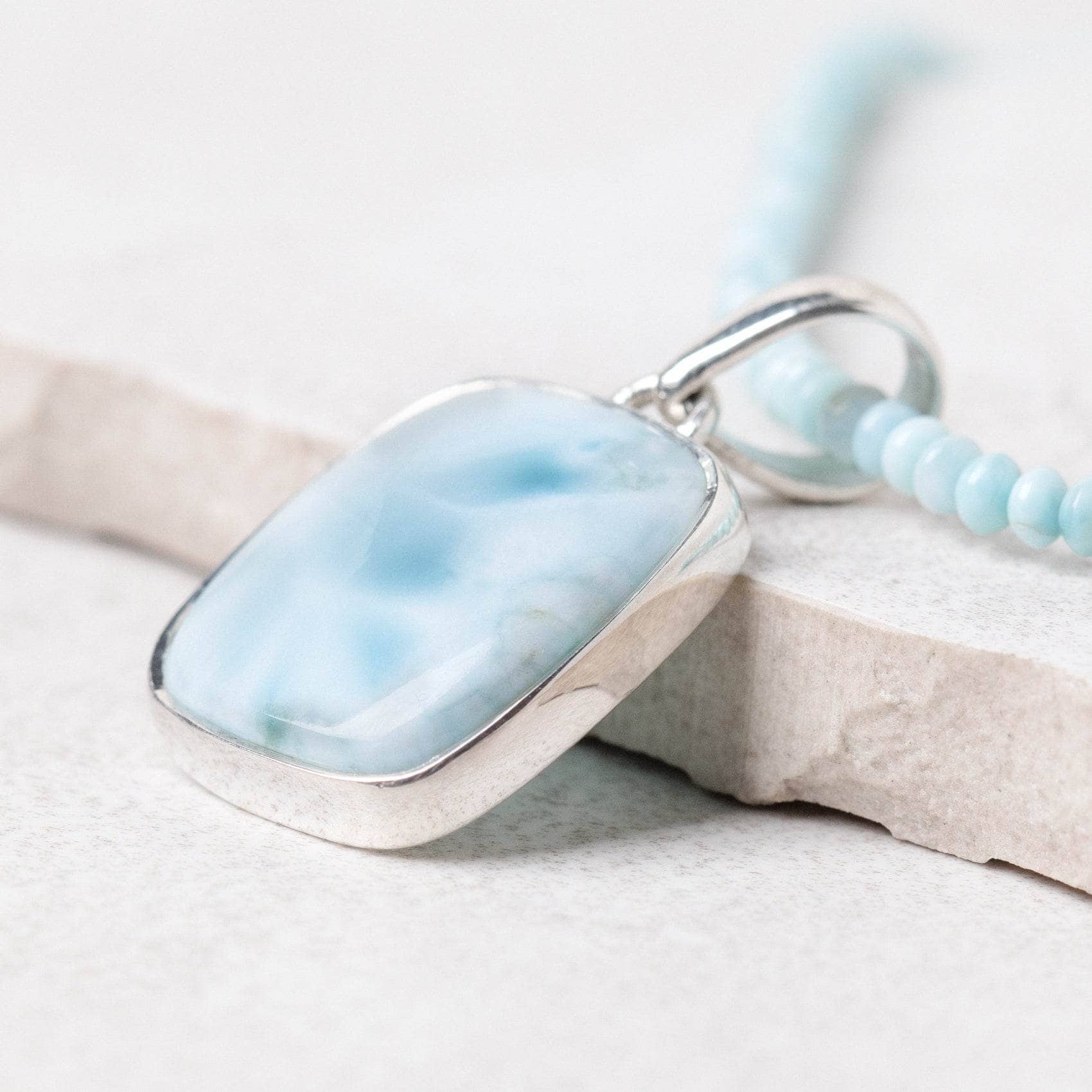 Rare Genuine Larimar Square Pendant Necklace、mySite、hinf8tx79