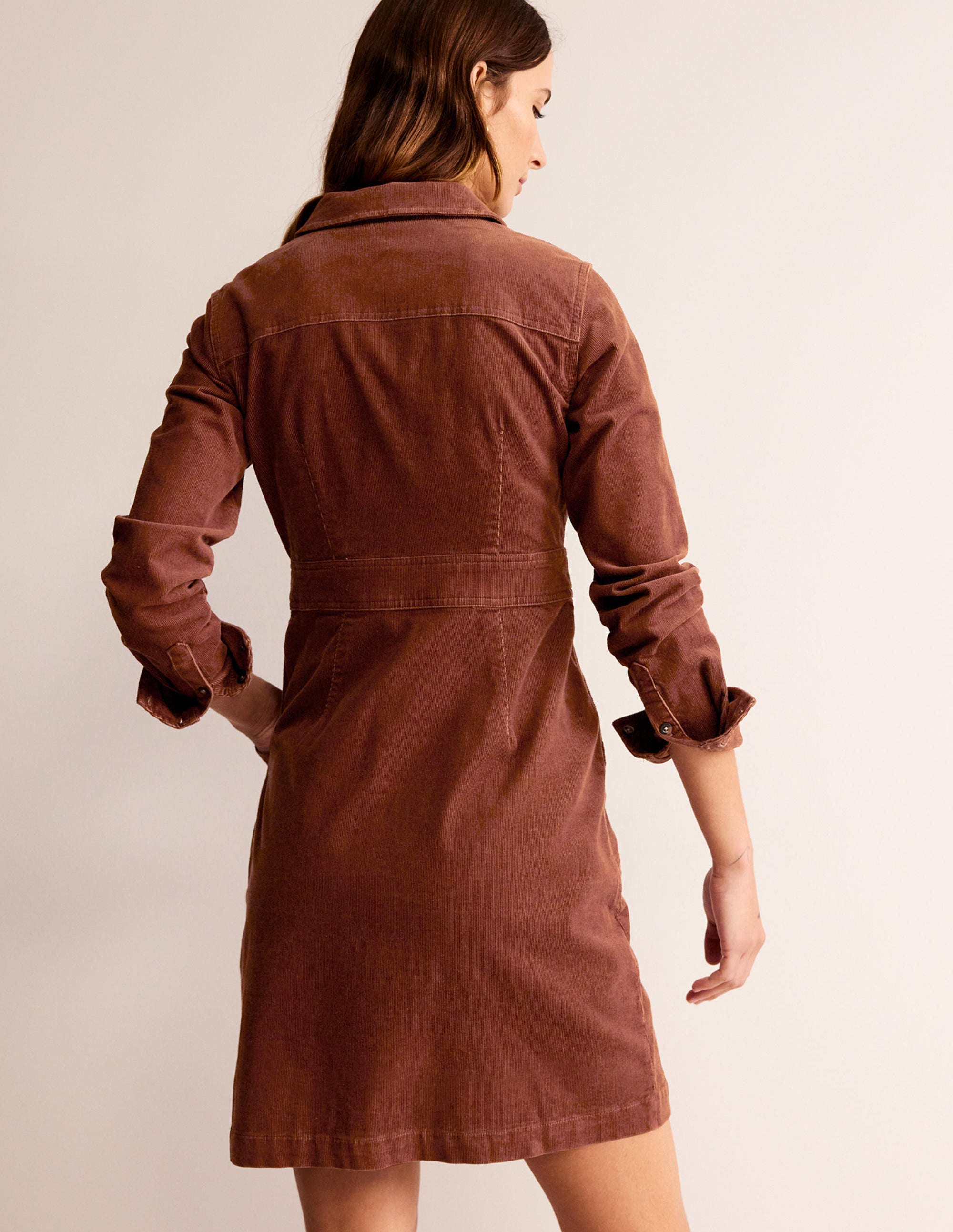  Flora Cord Shirt Dress-Cognac、mySite、ashleygrahame