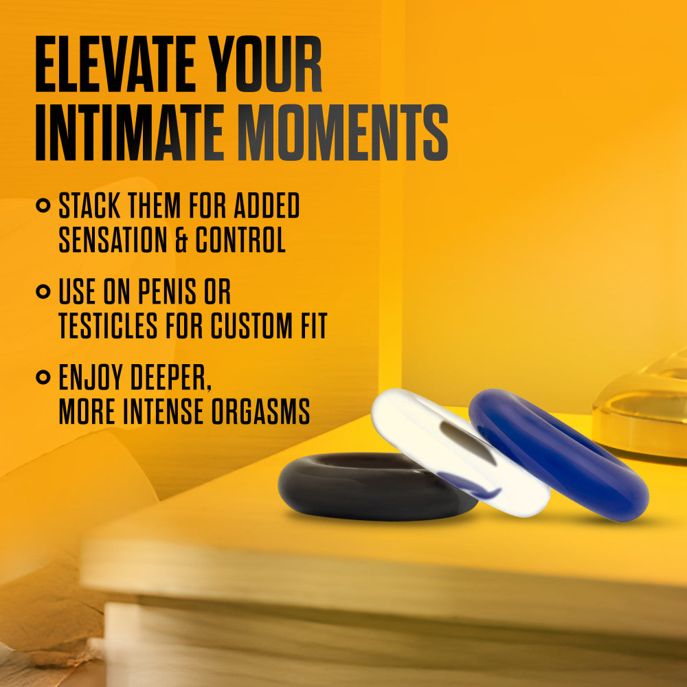 Stay Hard By Blush® | Assorted Colors Donut Penis Rings (3-Pack)、mySite、bottomscart