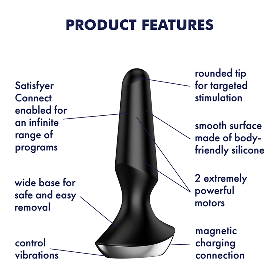 Satisfyer Plug-ilicious 2 Black Silicone Vibrating Butt Plug、mySite、bottomscart