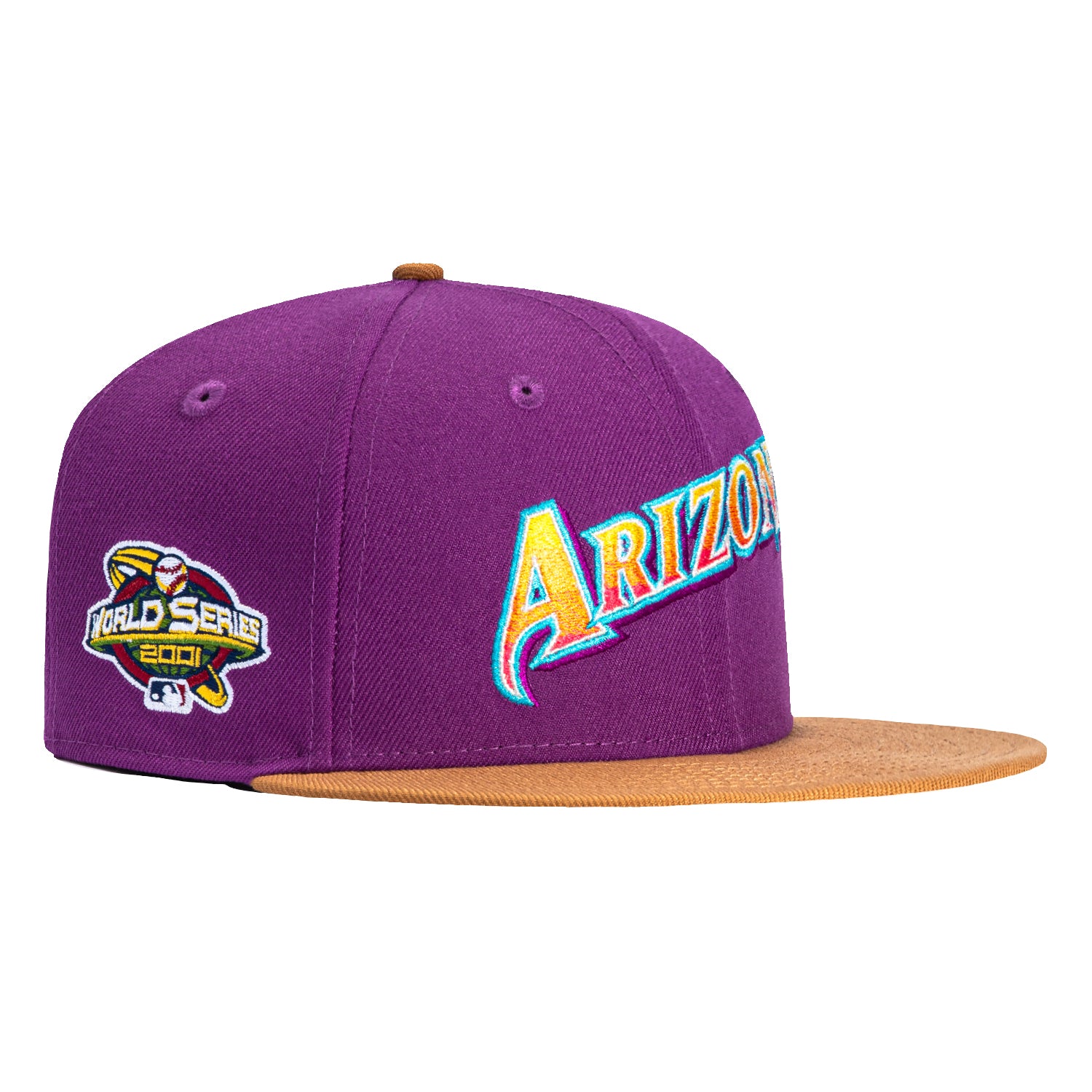 New Era 59Fifty Salt Water Taffy Arizona Diamondbacks 2001 World Series Patch Script Hat - Purple, Khaki、mySite、vikingsvslions