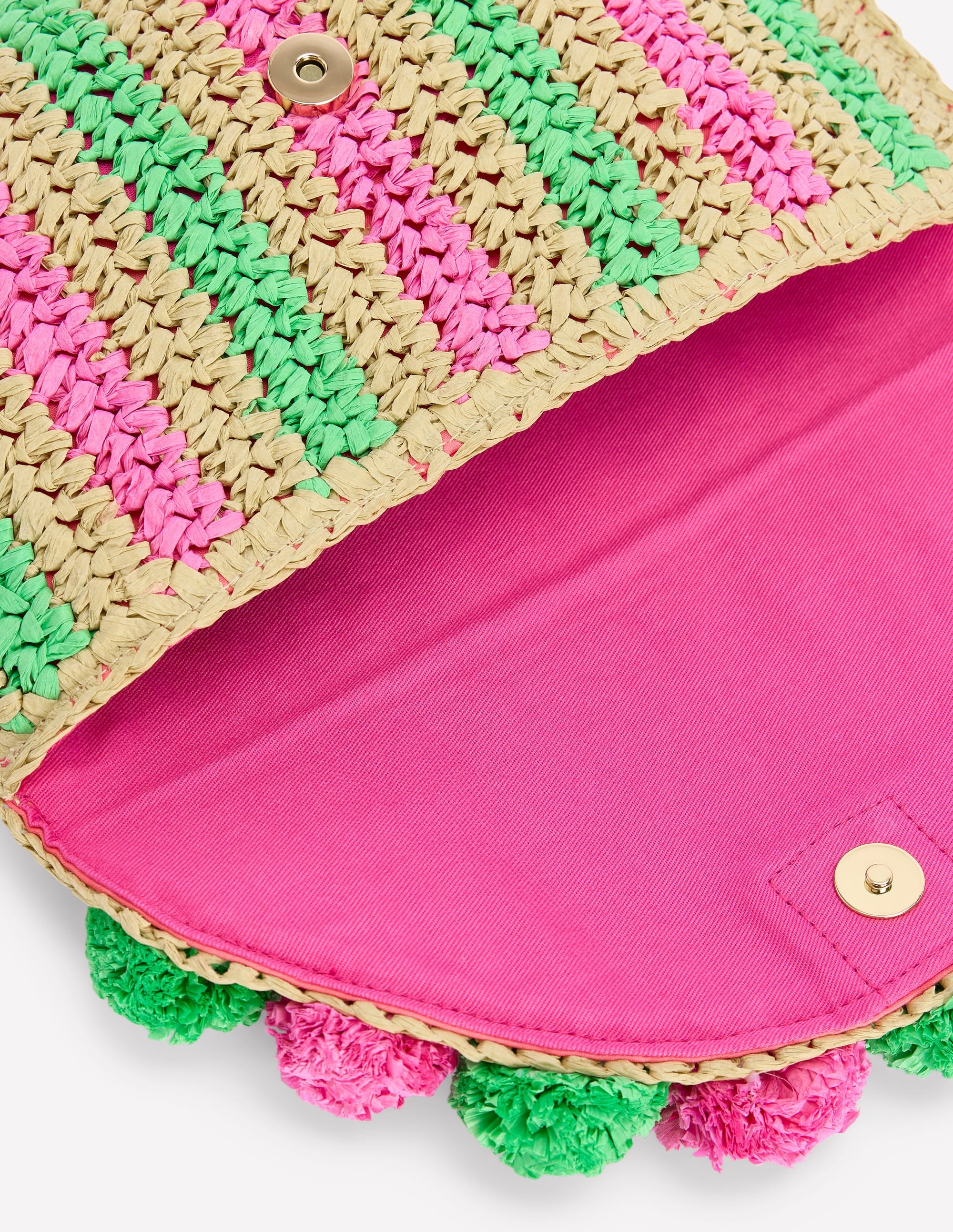  Fringe Raffia Clutch-Pink/Green、mySite、ashleygrahame