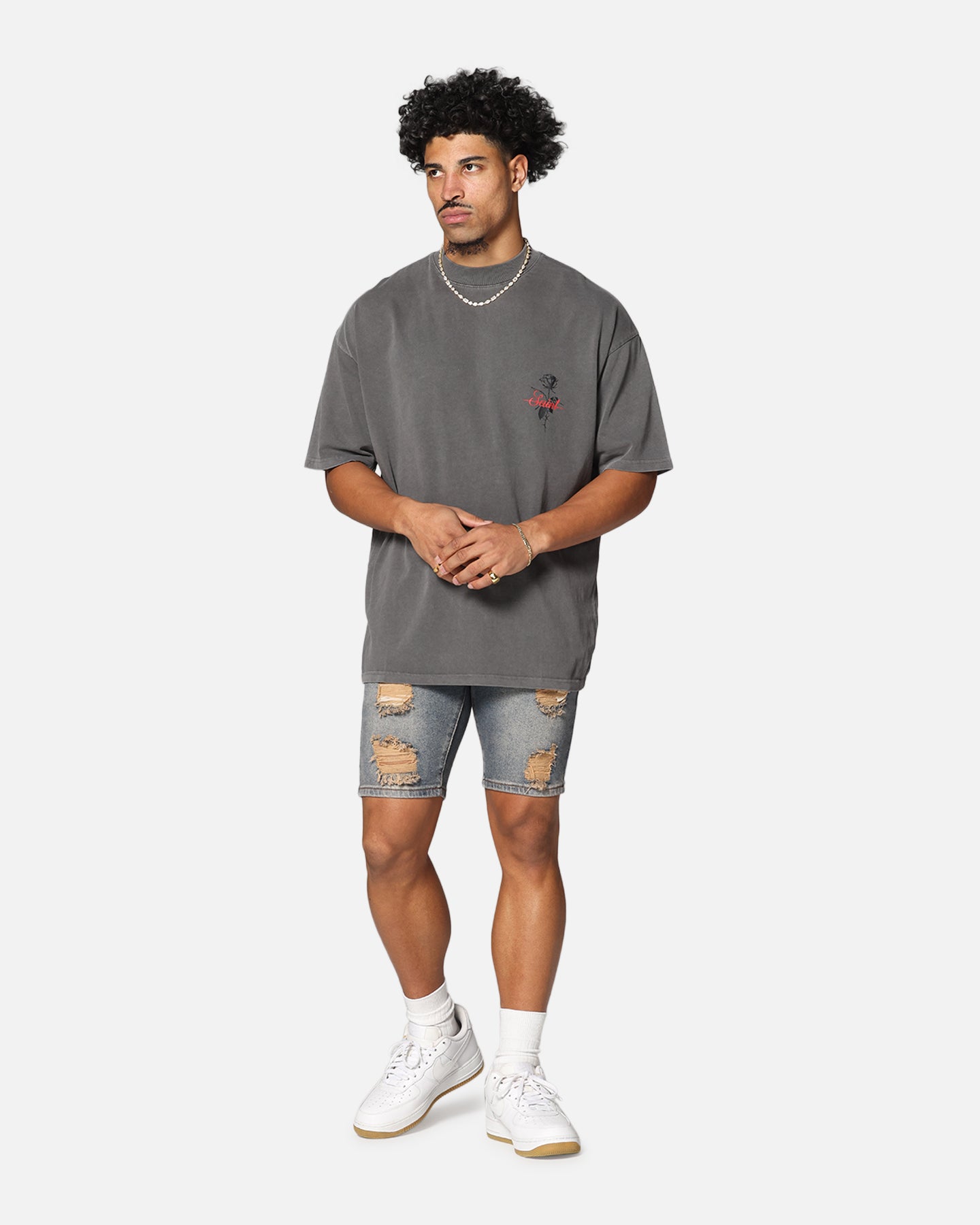 Saint Morta St Valentine Mock Neck T-Shirt Washed Charcoal、mySite、zt4zffjzw