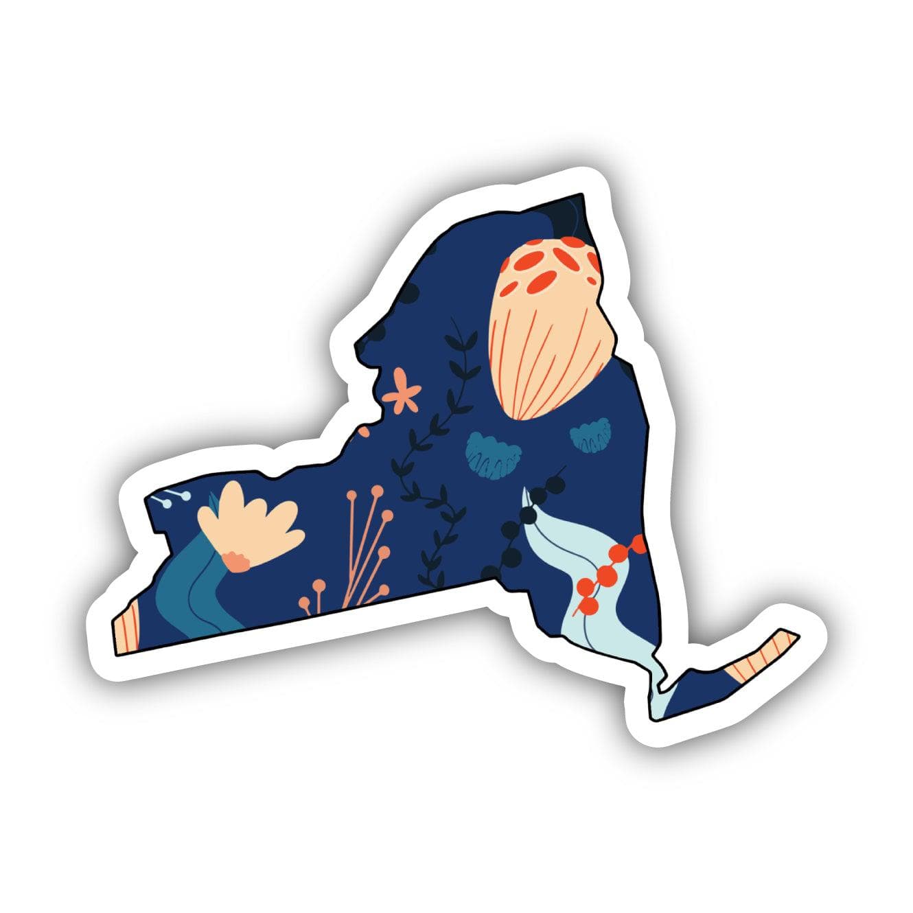  New York Blue Floral Abstract Sticker、mySite、elrpsem3k