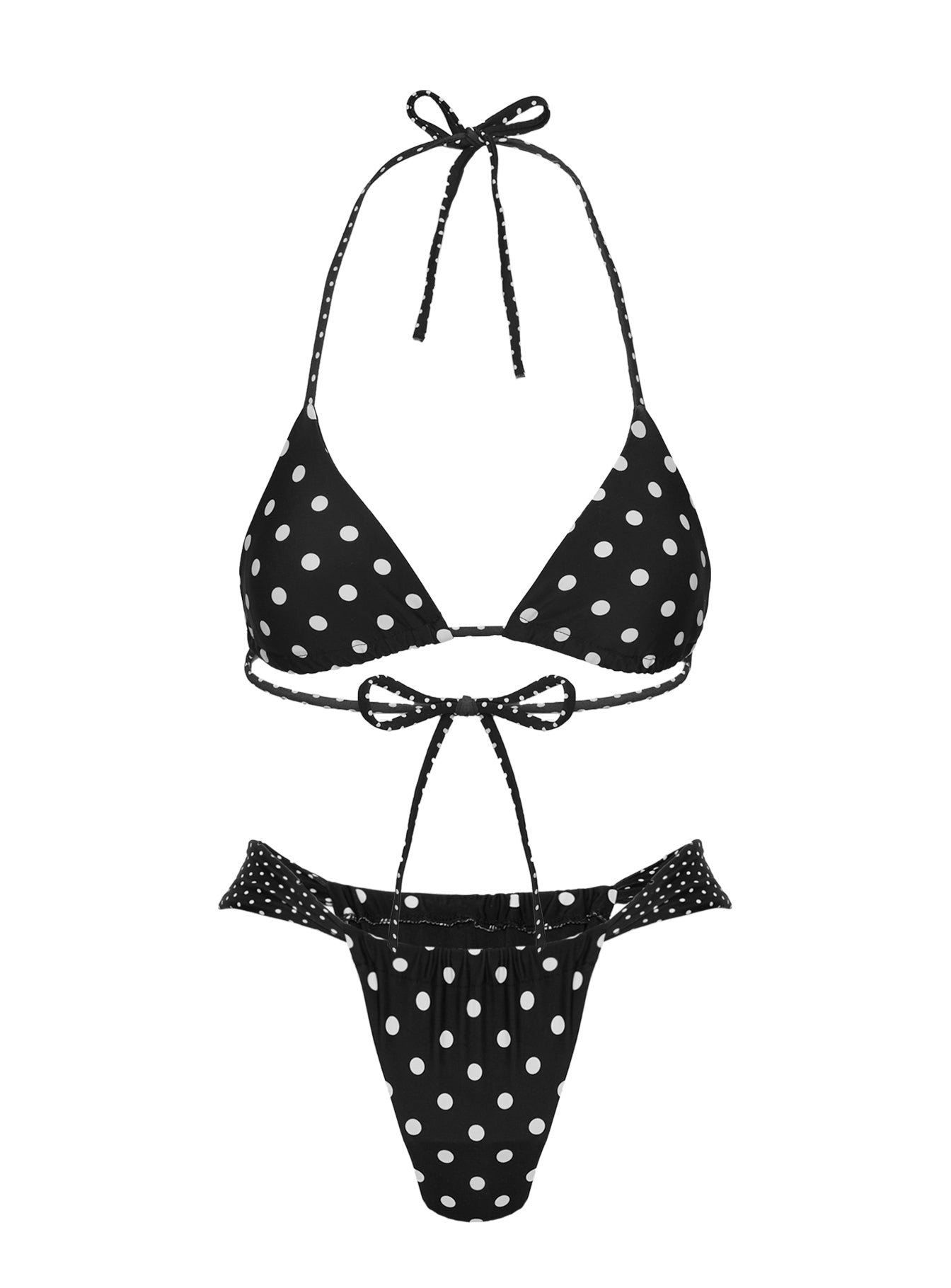 Jenner Triangle Bikini Top Black / Polka Dot、mySite、solidvoid