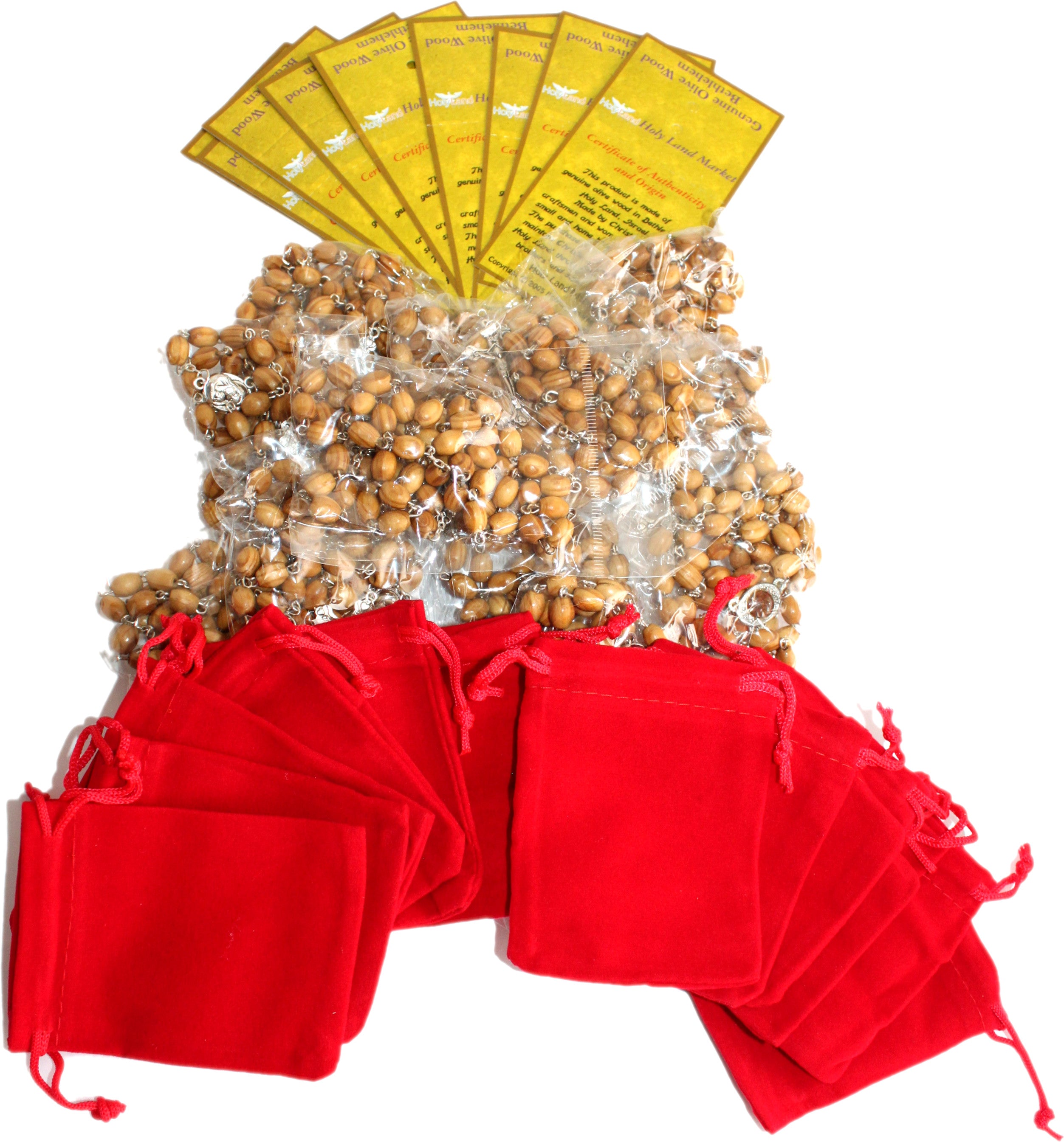 Holy Land Market Dozen Rosaries from Bethlehem with Certificates and Velvet Bags、mySite、elrpsem3k