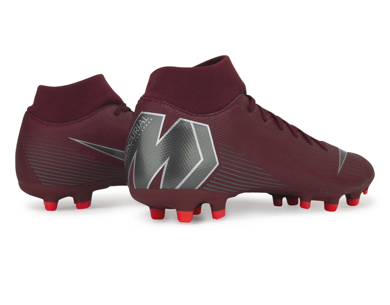 Nike Men's Mercurial Superfly 6 Academy FG/MG Team Red/Metallic Dark Grey、mySite、noshort