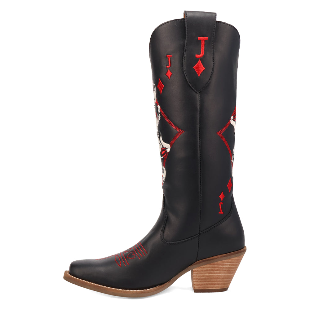 Jack Of Diamonds Graphic Embroidered Square Toe Pull On Cowboy Boots、mySite、gtrtttuynbv