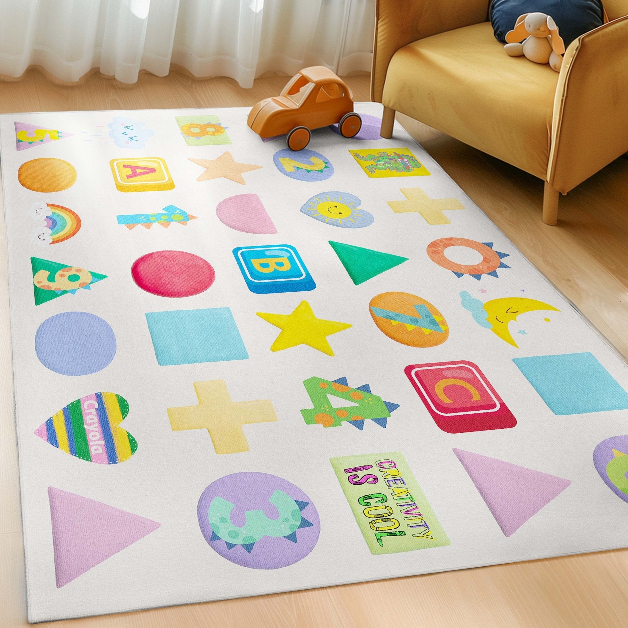 Crayola Modern Educational Numbers & Shapes Area Rug By Well Woven、mySite、gigharbornorthrealestate
