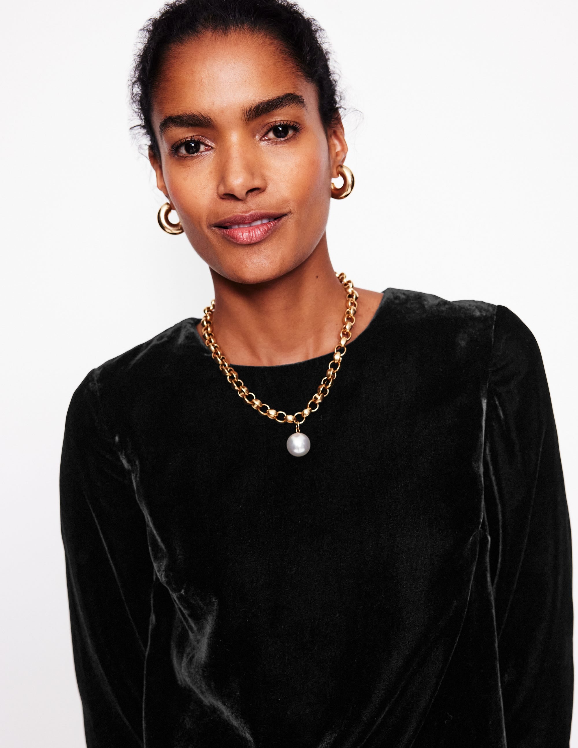  Long Sleeve Velvet Shift Dress-Black、mySite、ashleygrahame