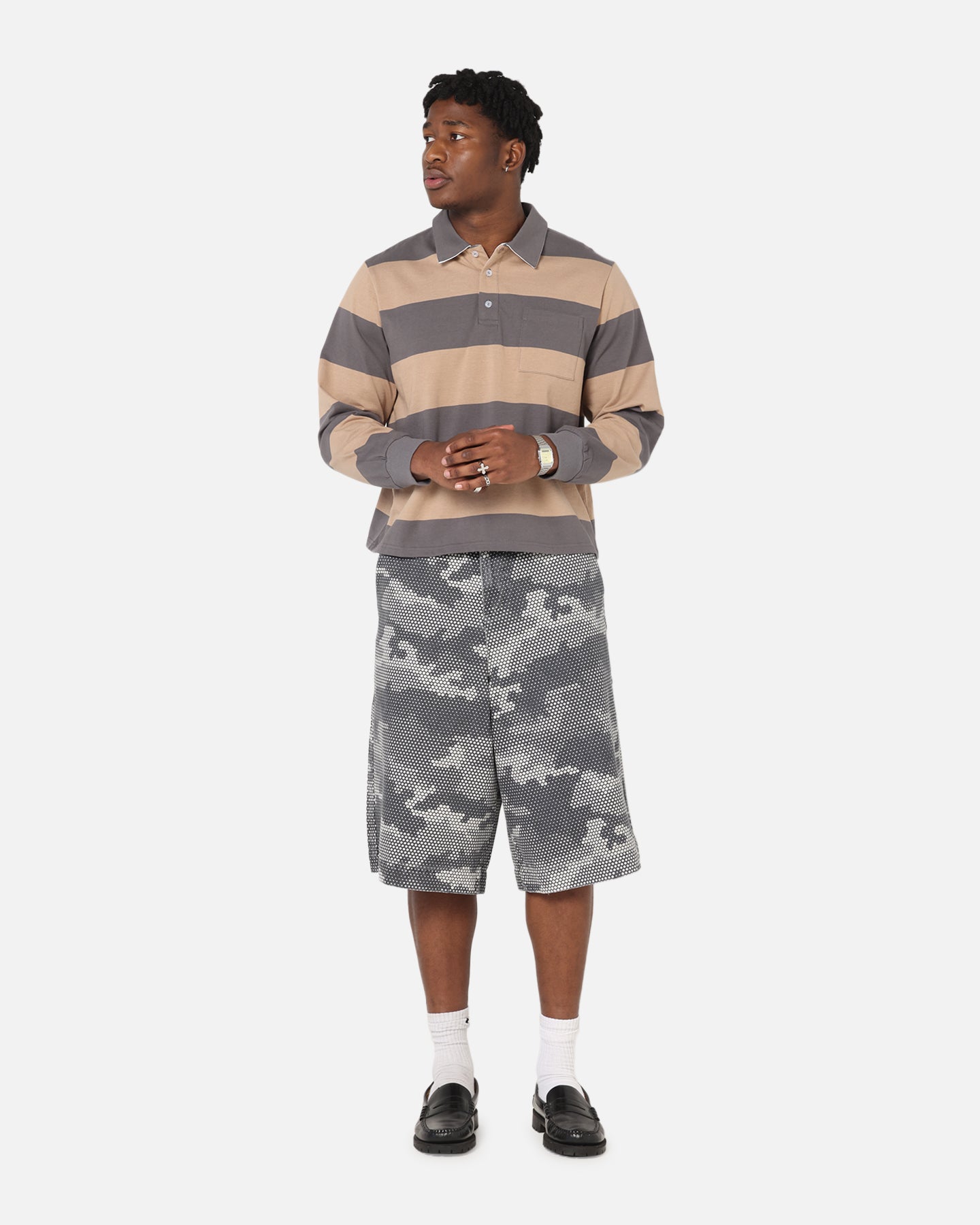 XXIII Rugby Long Sleeve Polo T-Shirt Charcoal/Tan、mySite、zt4zffjzw